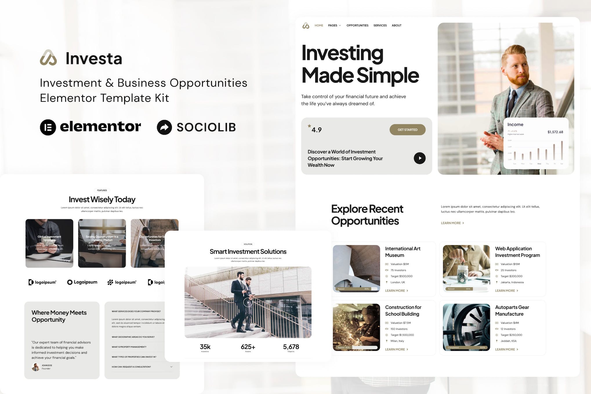 Investa - Investment & Business Opportunities Elementor Template Kit template kit cover image