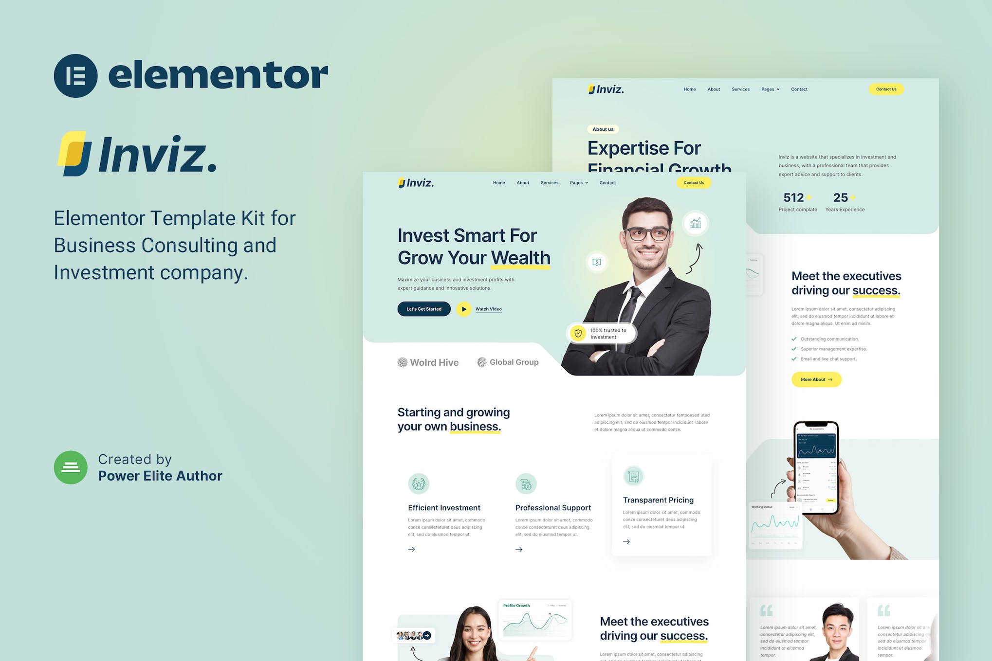 Inviz – Business Consulting & Investment Elementor Template Kit template kit cover image
