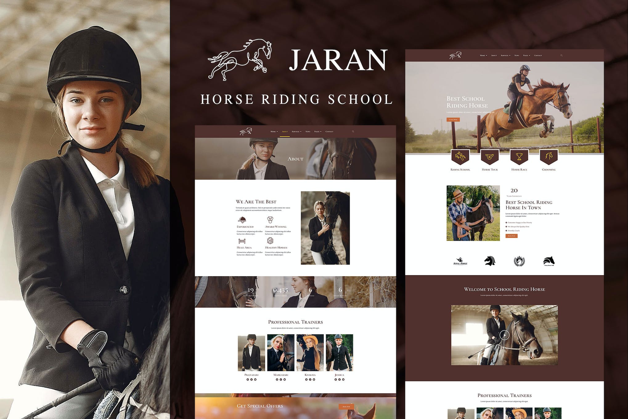 Jaran - Horse Riding School Elementor Template Kit template kit cover image