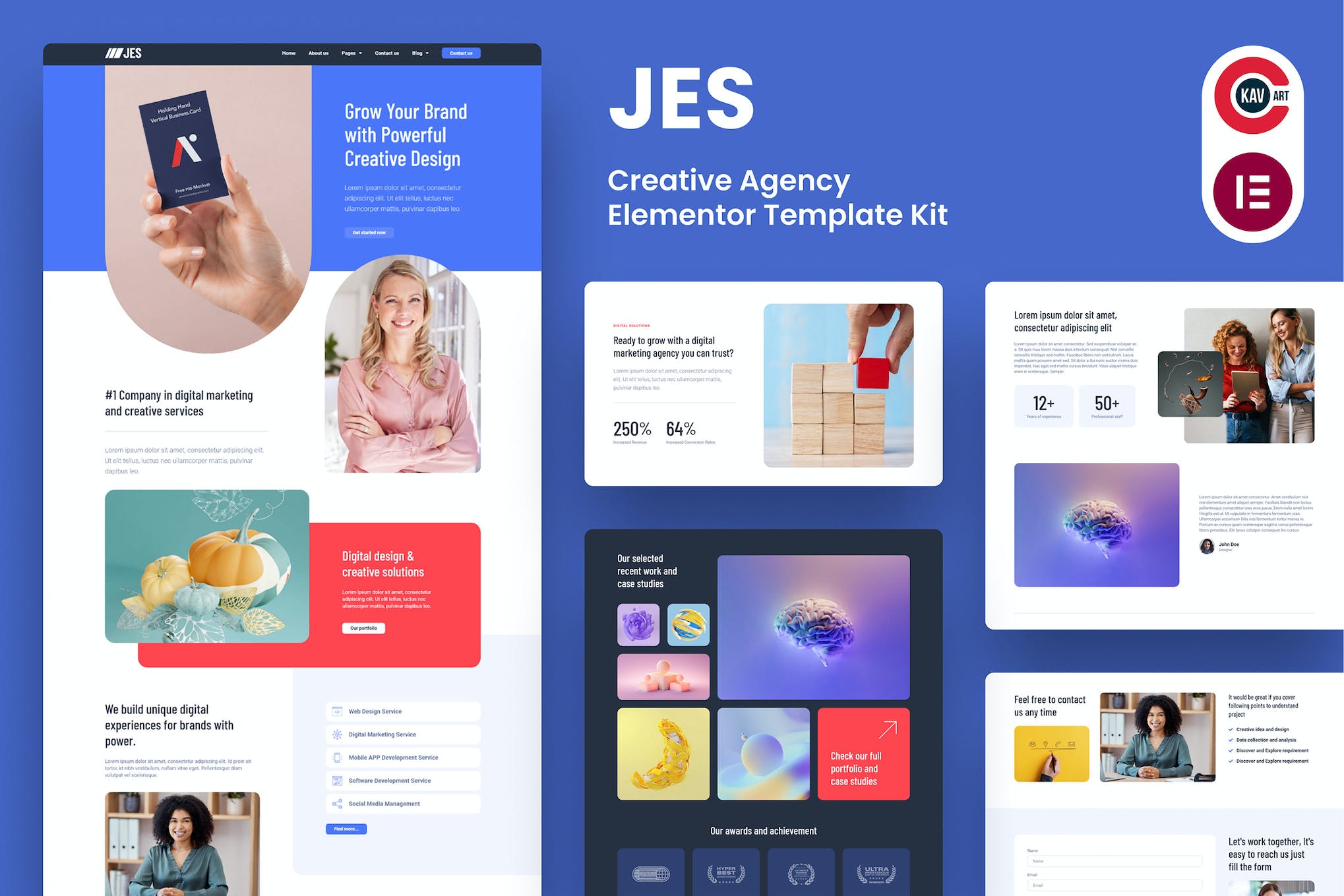 Jes - Creative Agency Elementor Pro Template Kit template kit cover image