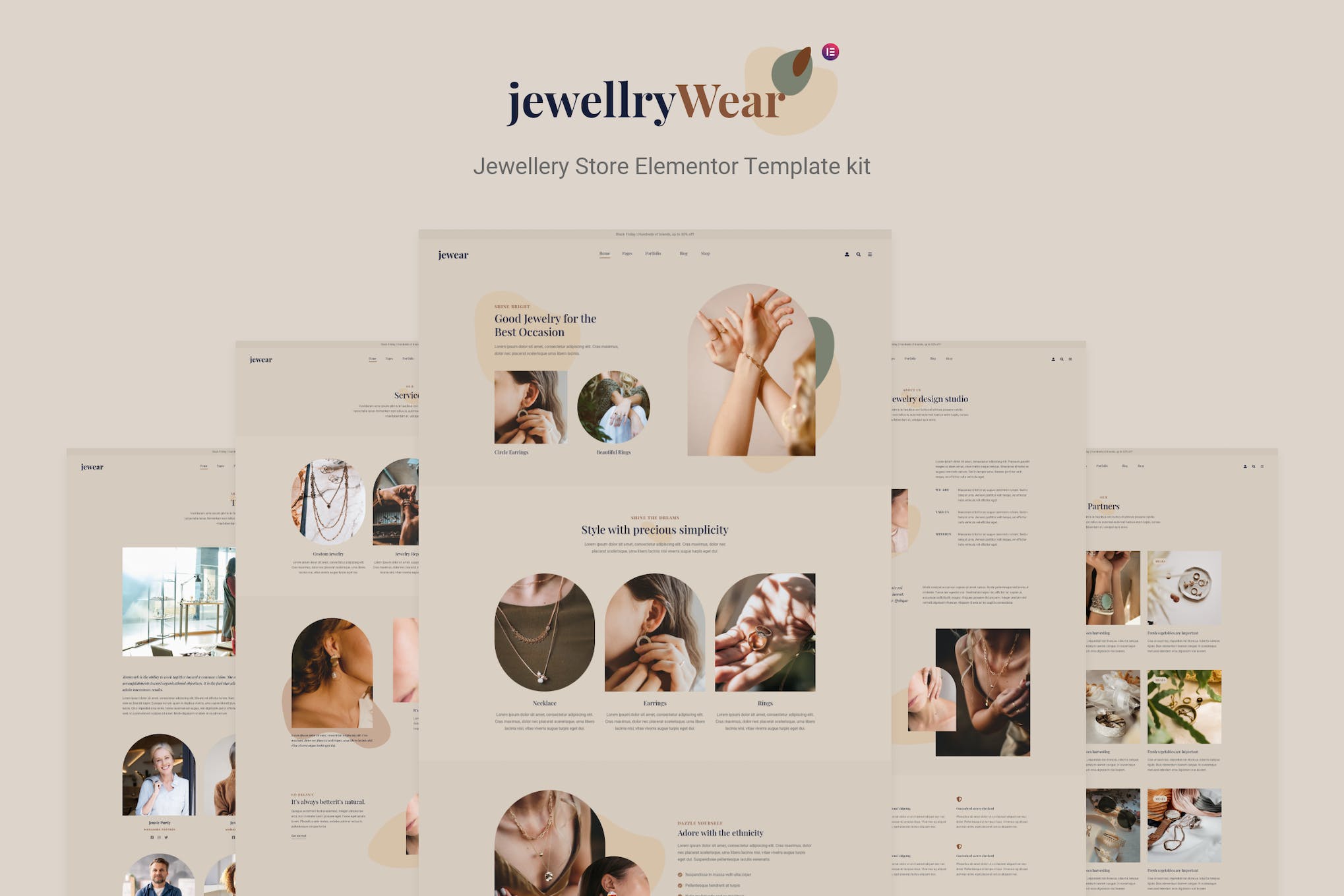 JewellryWear - eCommerce Elementor Template kit template kit cover image