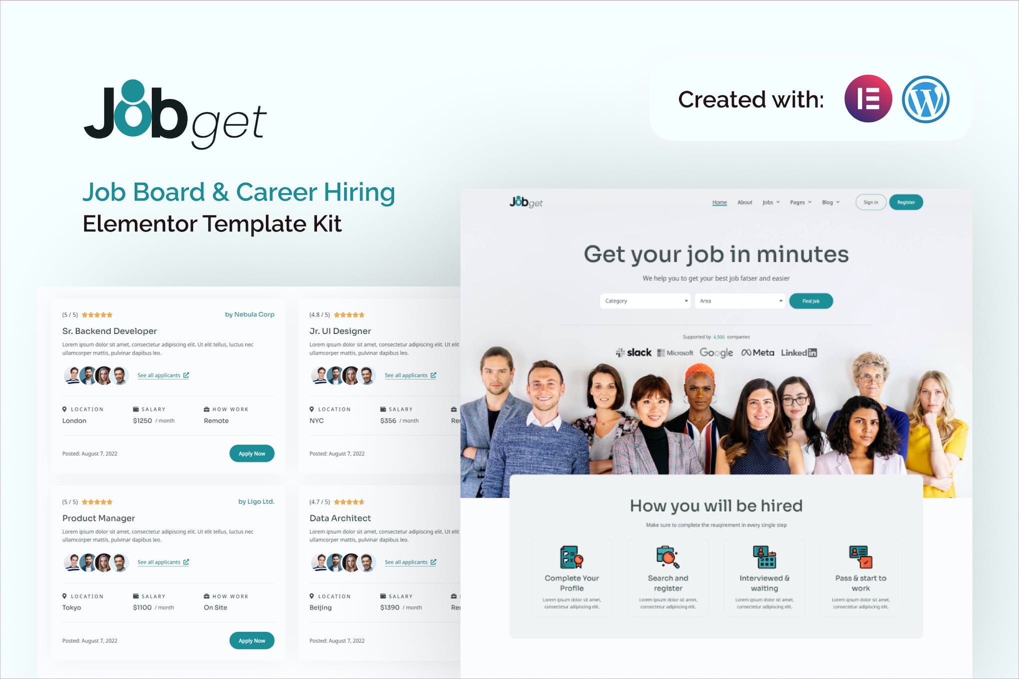Jobget - Job Board & Career Hiring Elementor Template Kit template kit cover image