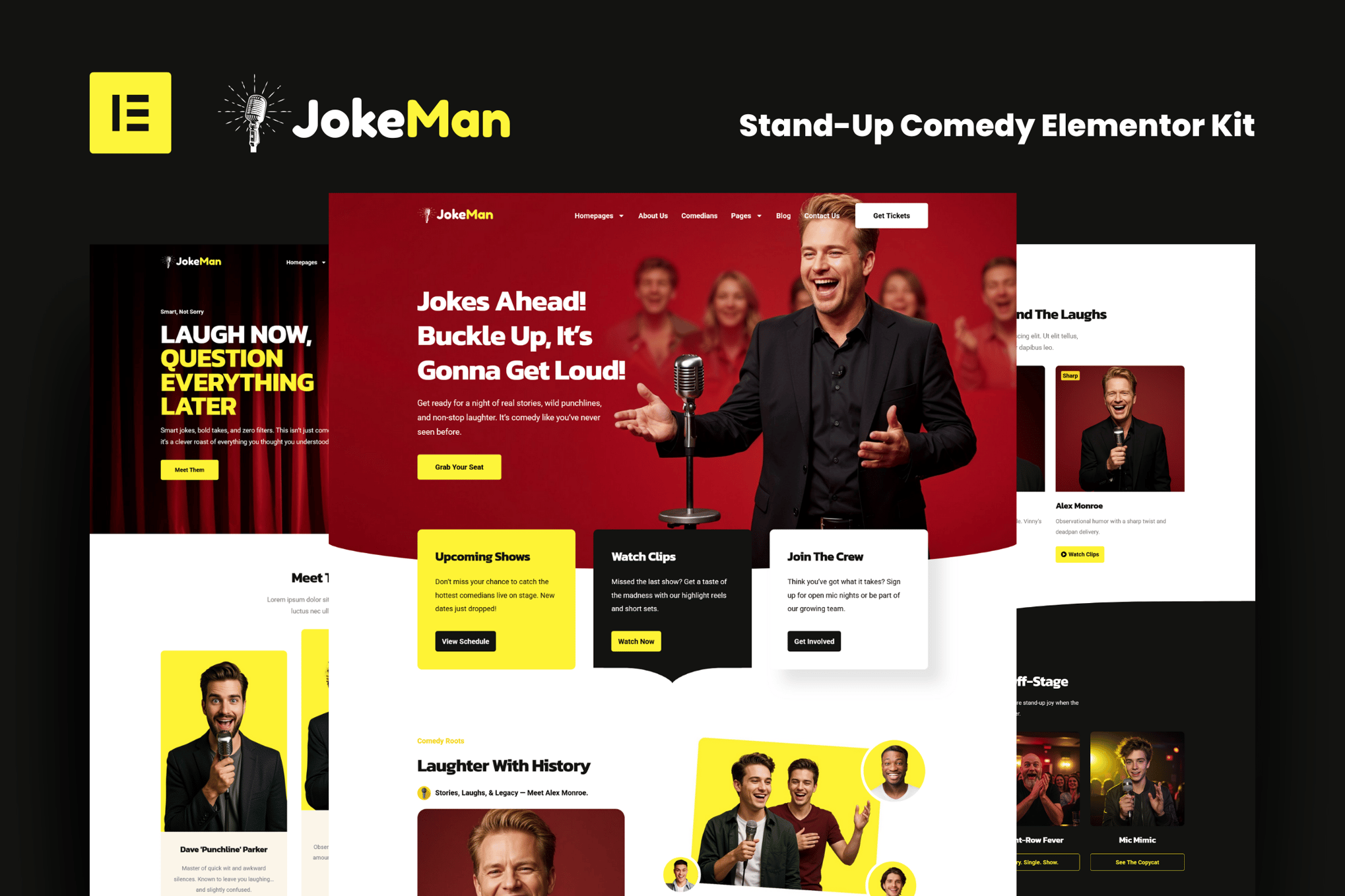 JokeMan - Stand-Up Comedy Elementor Pro Template Kit template kit cover image