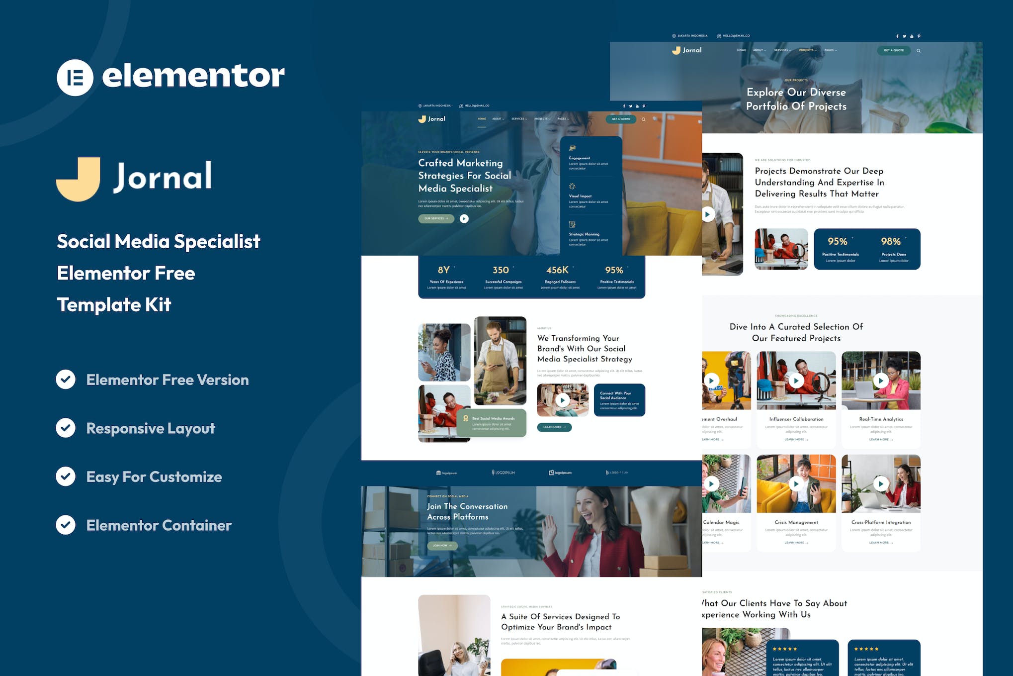 Jornal - Social Media Specialist Elementor Template Kit template kit cover image