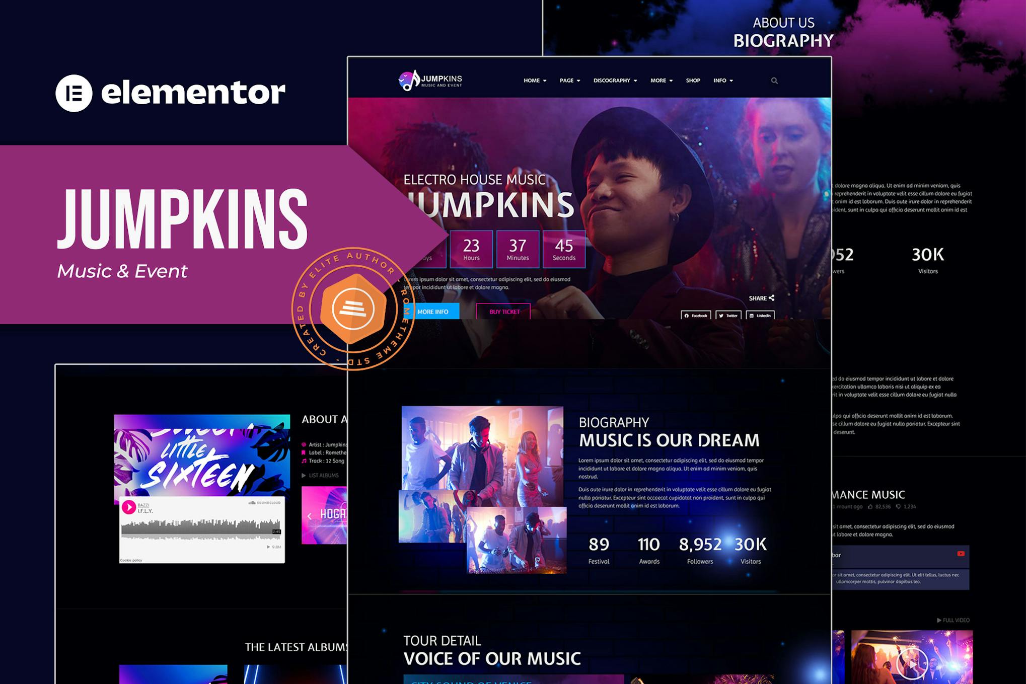 Jumpkins - Music & Event Elementor Template Kit template kit cover image