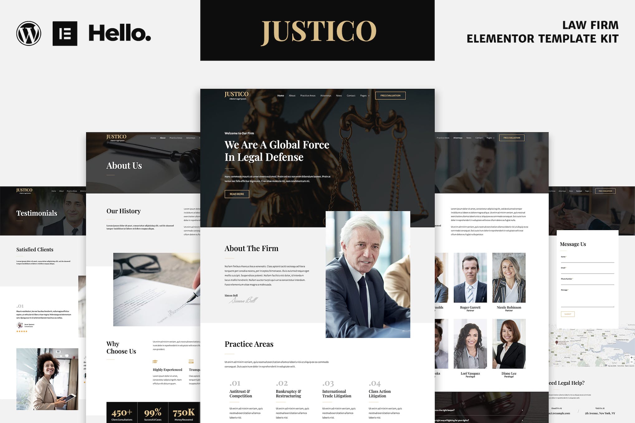 JUSTICO - Law Firm Elementor Template Kit template kit cover image