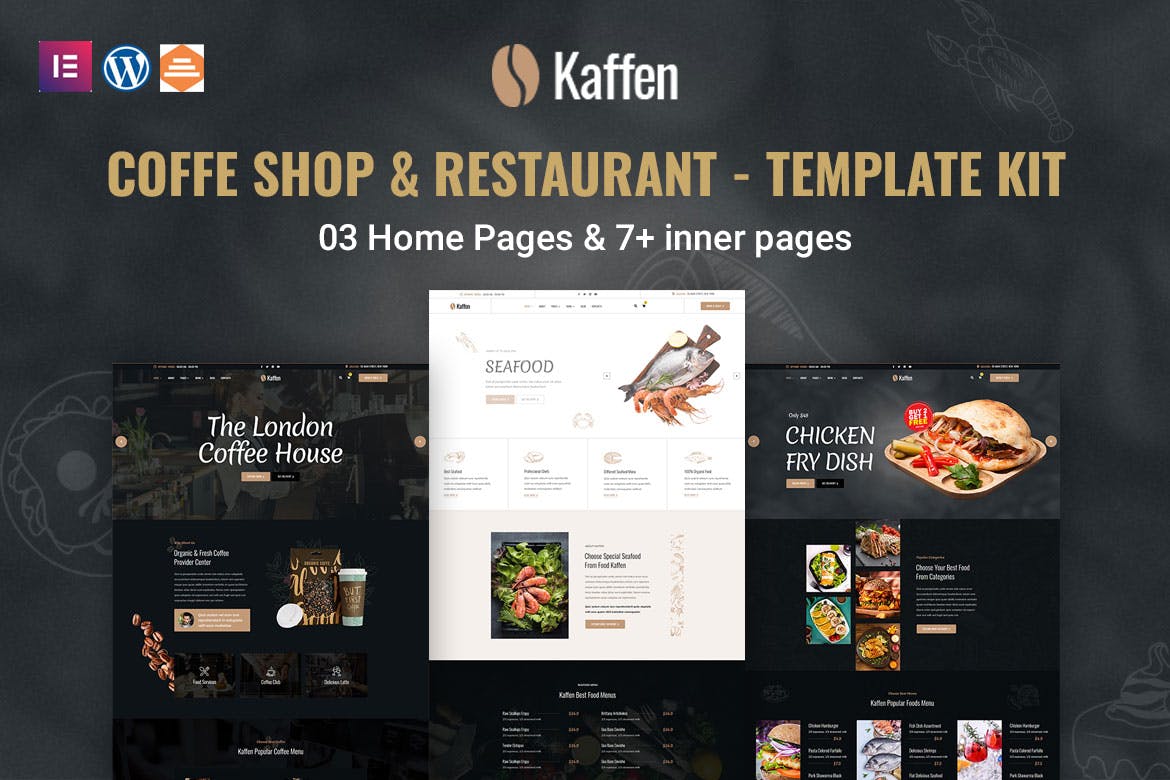 Kaffen - Coffe Shop & Restaurant Elementor Template Kit template kit cover image