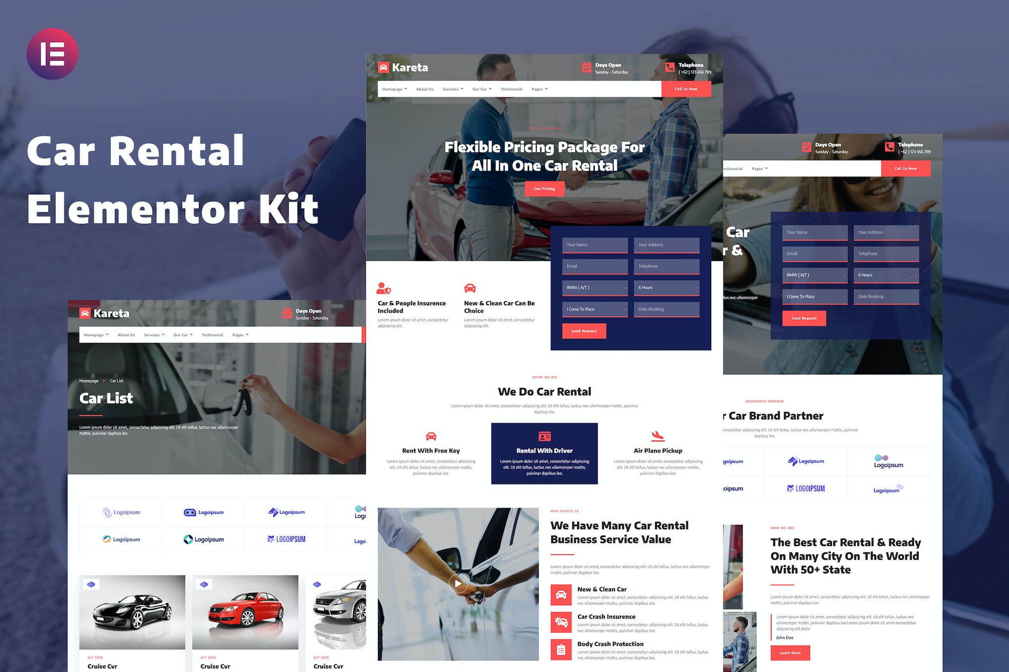 Kareta - Car Rental Services Elementor Template Kit template kit cover image