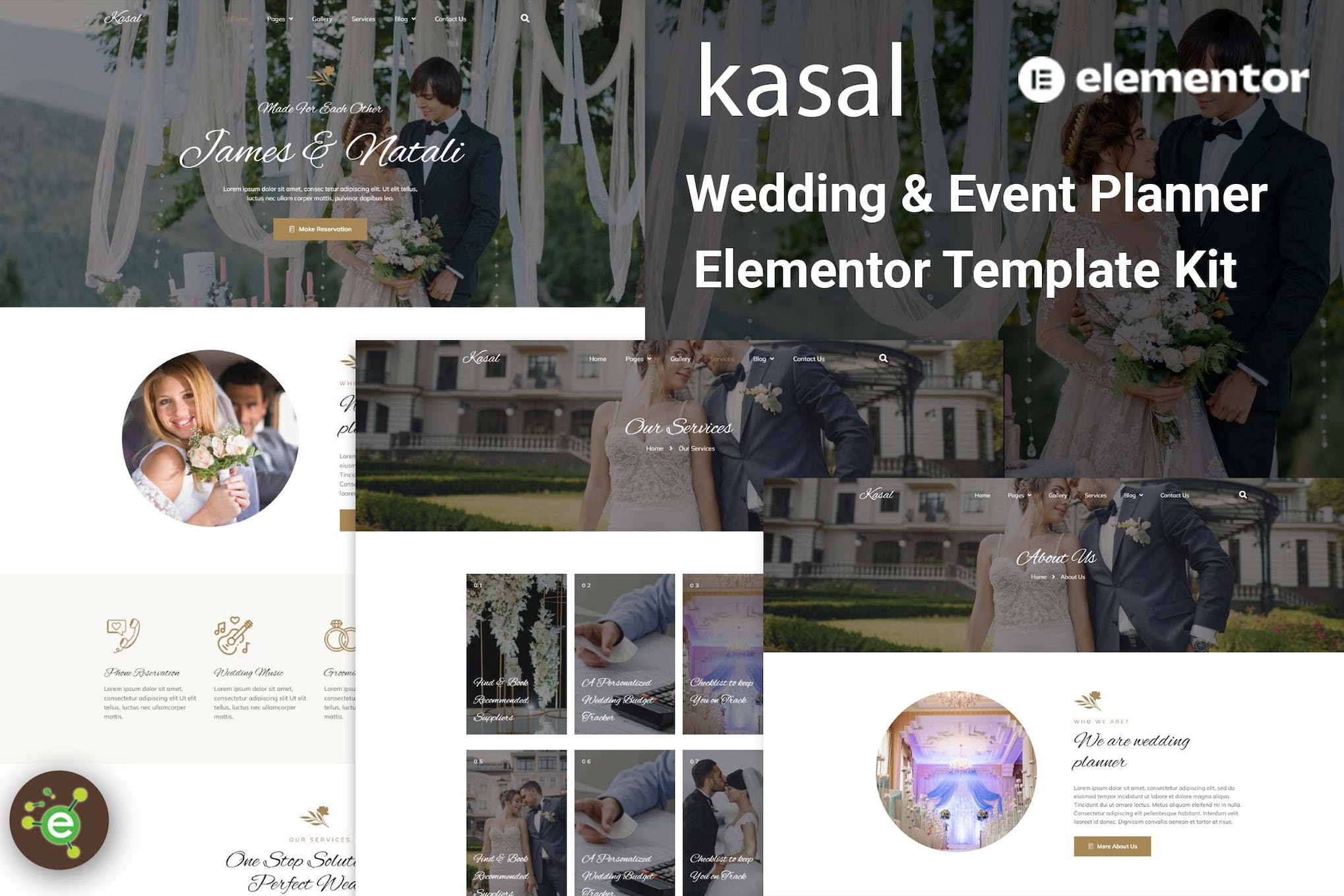 Kasal - Wedding & Event Planner Elementor Template Kit template kit cover image
