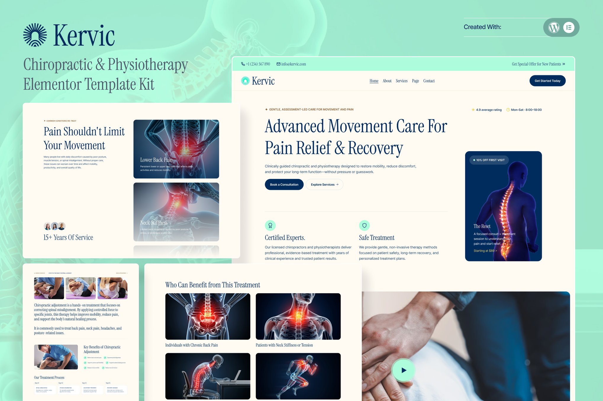 Kervic – Chiropractic & Physiotherapy Elementor Template Kit template kit cover image