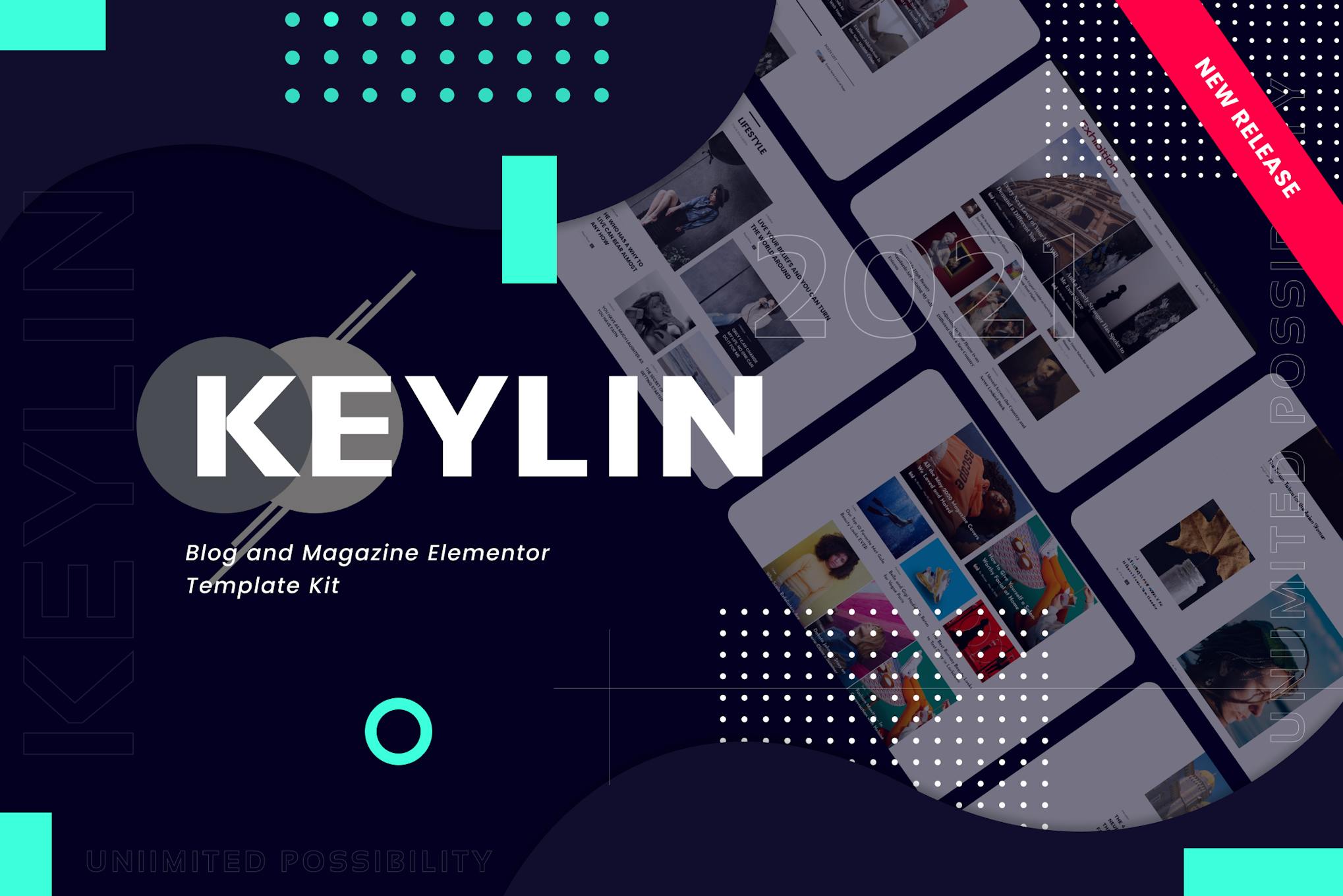 Keylin - Blog & Magazine Elementor Template Kit template kit cover image