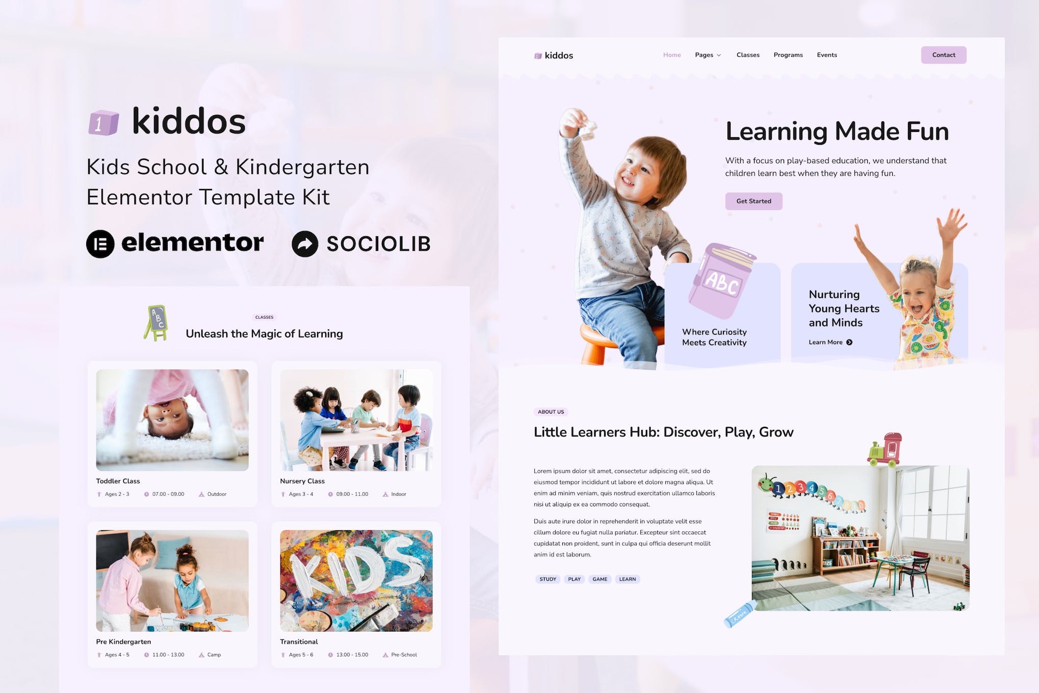 Kiddos - School & Kindergarten Elementor Template Kit template kit cover image
