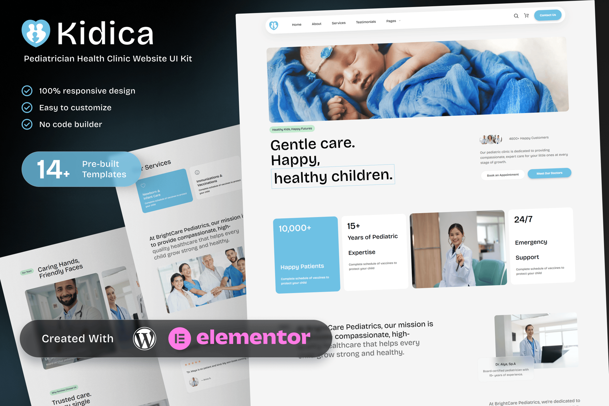 Kidica – Pediatrician Health Clinic Elementor Template Kit template kit cover image