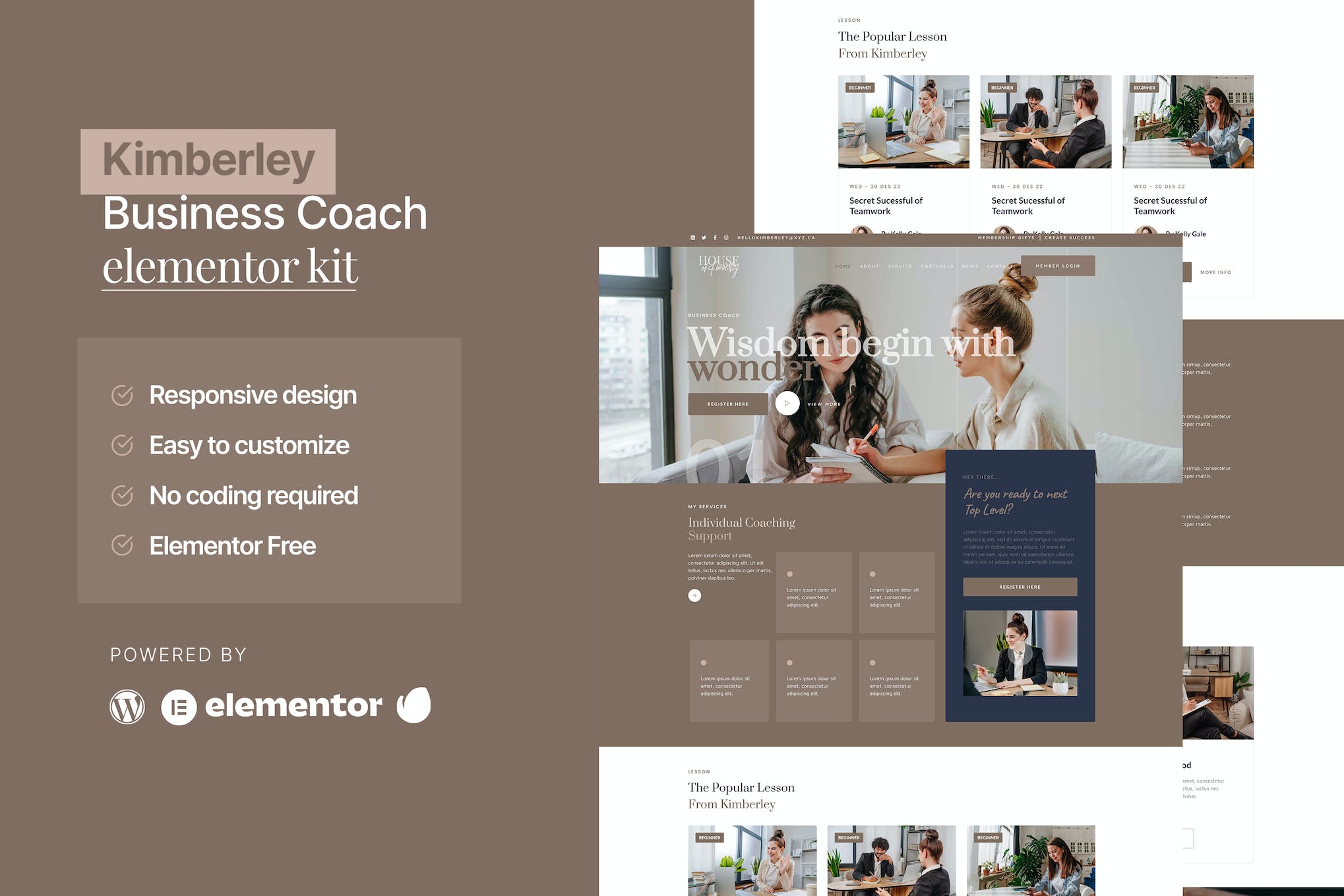 Kimberley - Business Coaching Elementor Template Kit template kit cover image
