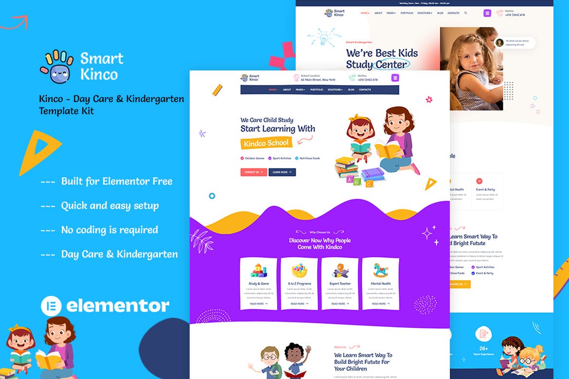 Kinco - Day Care & Kindergarten Elementor Template Kit template kit cover image