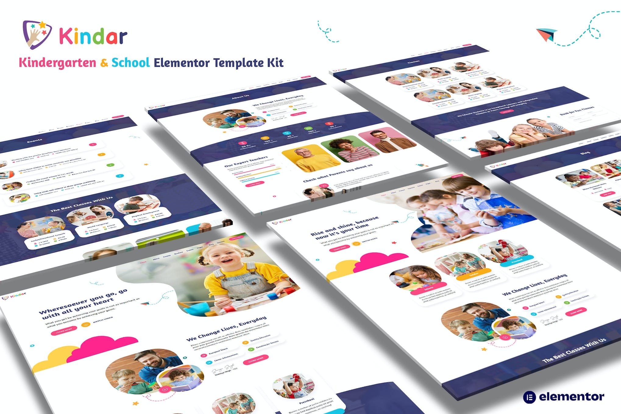 Kindar – Kindergarten & School Elementor Template Kit template kit cover image