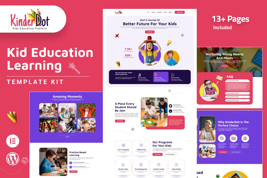 Kinderdot - Kindergarten & Pre-School Elementor Template Kit template kit cover image
