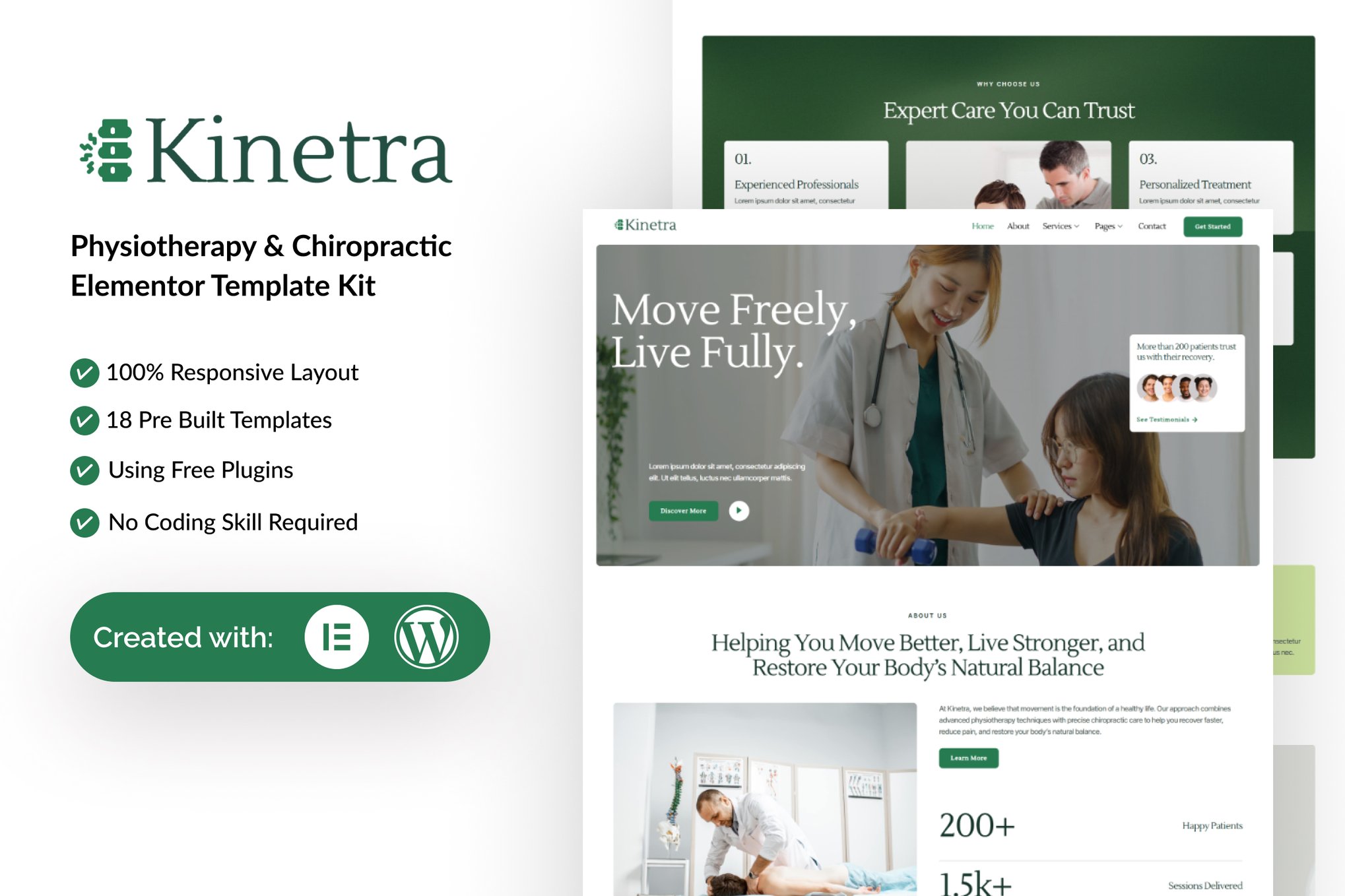 Kinetra - Physiotherapy & Chiropractic Elementor Template Kit template kit cover image