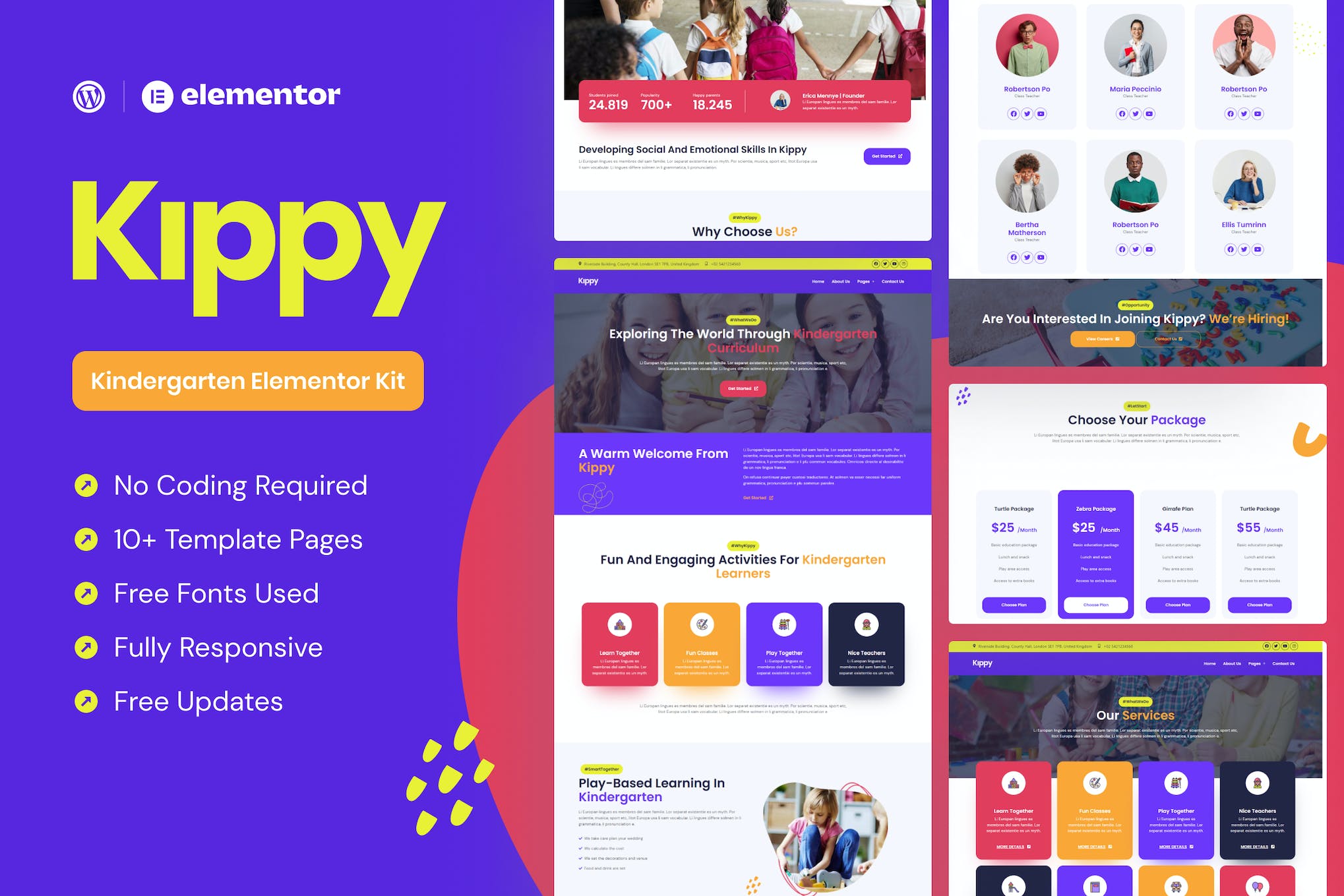 Kippy - Kindergarten Elementor Pro Template Kit template kit cover image