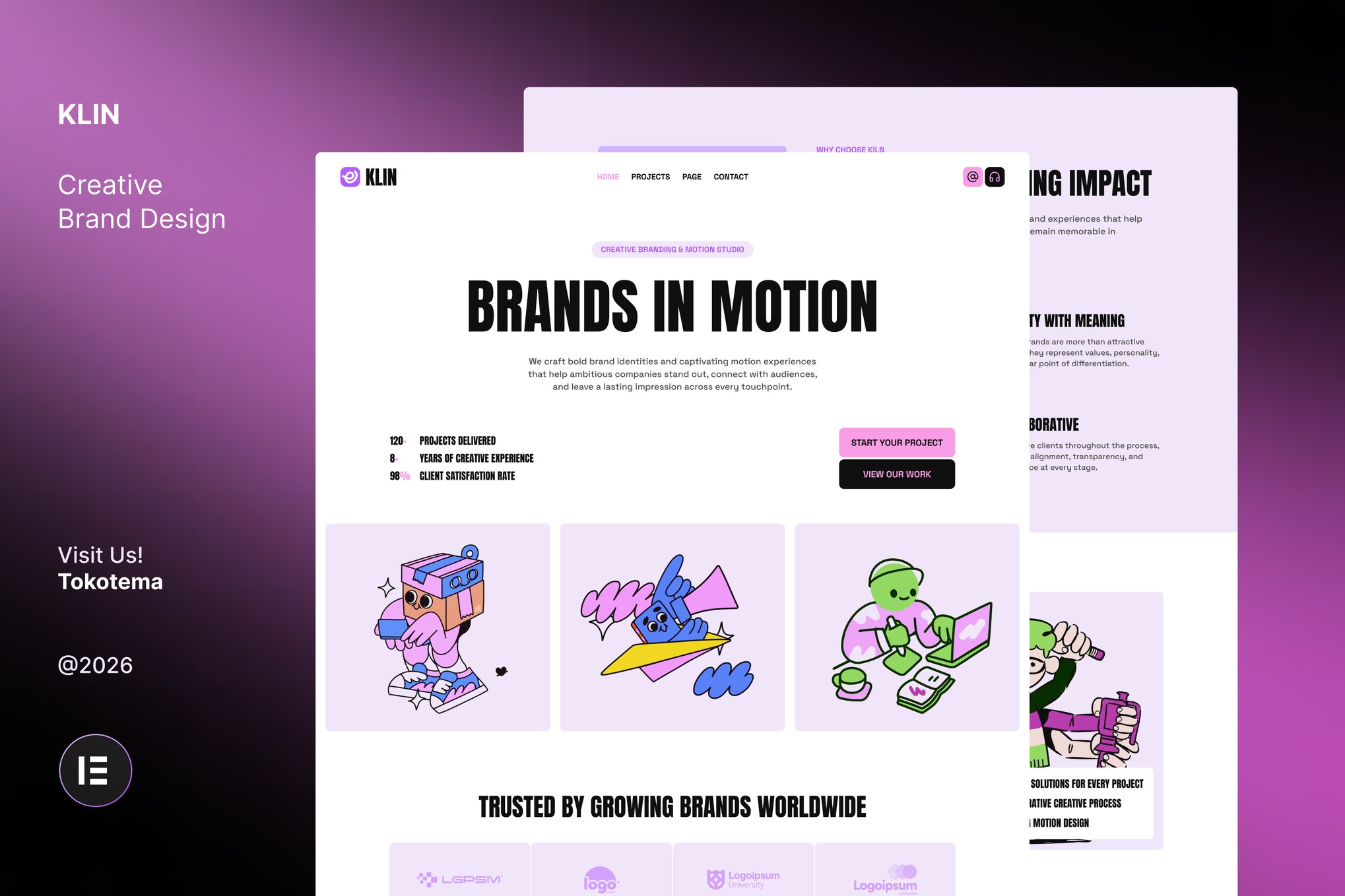 Klin - Branding & Motion Design Studio Website Elementor Template Kits template kit cover image