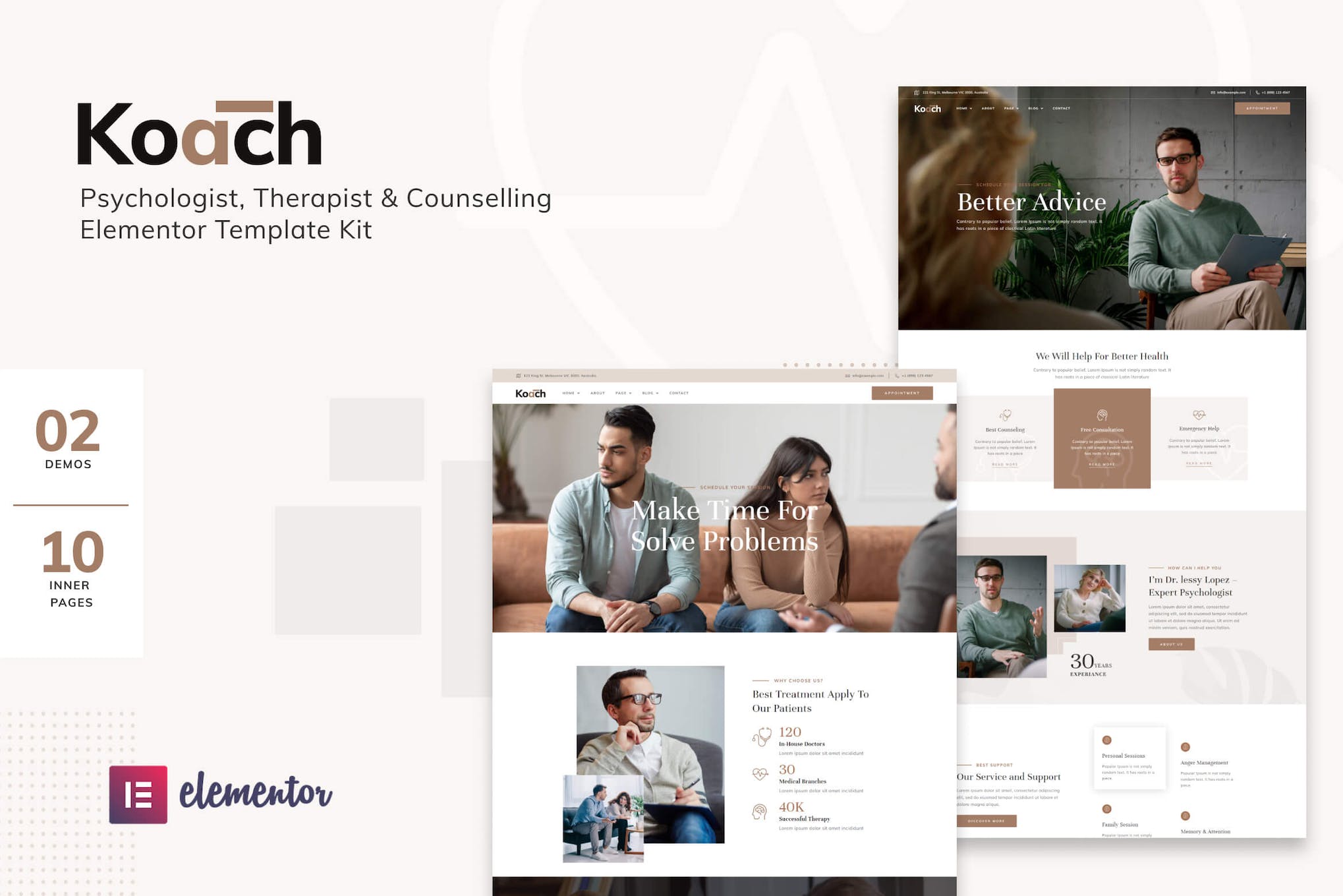 Koach - Life Coach & Counseling Elementor Template Kit template kit cover image