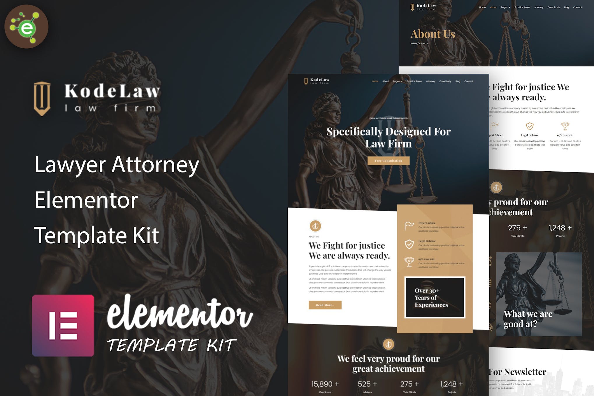 Kodelaw - Lawyer Attorney Elementor Template Kit template kit cover image