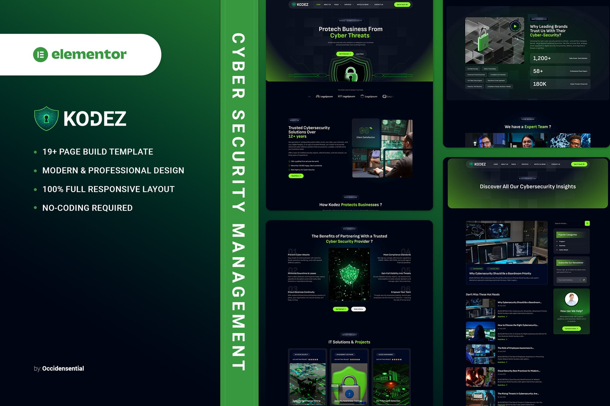 Kodez - Cyber Security Management Elementor Template Kit template kit cover image