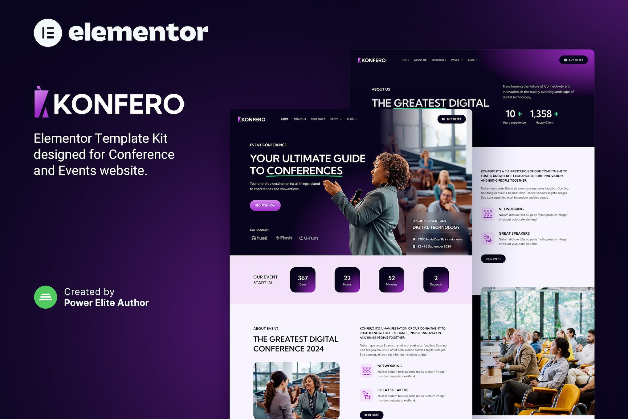 Konfero – Conference & Event Elementor Template Kit template kit cover image
