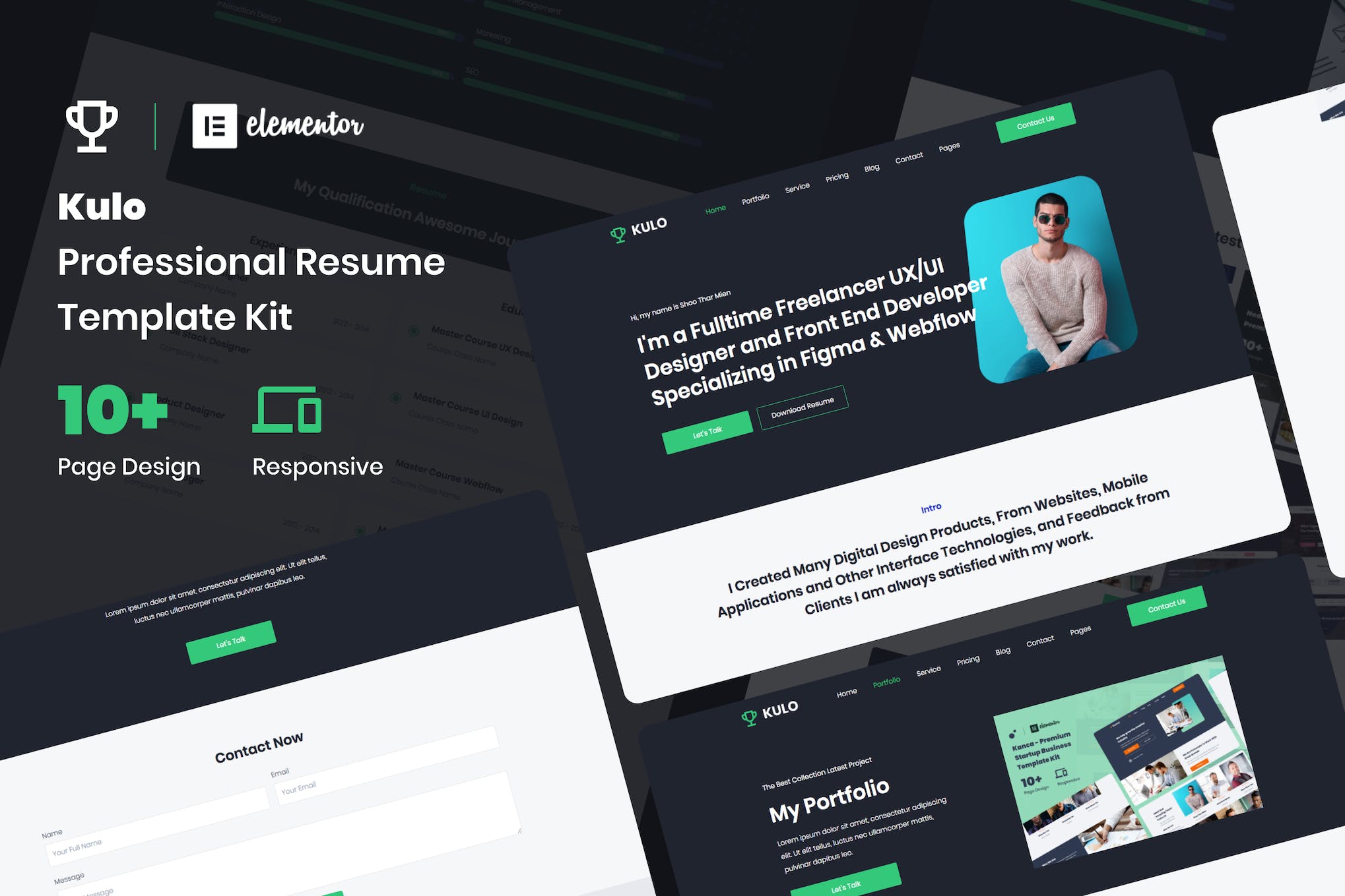 Kulo - Professional Resume Elementor Template Kit template kit cover image
