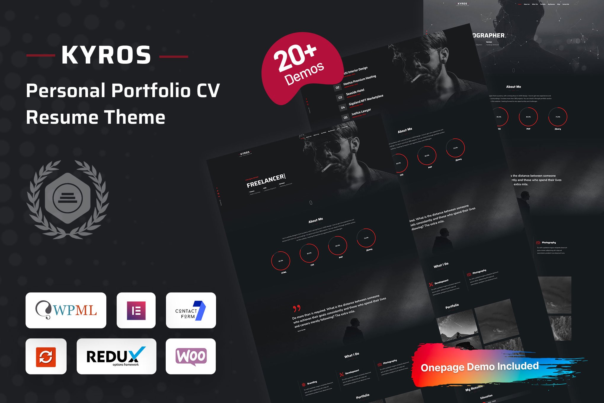 Kyros – Personal Portfolio CV Resume Theme theme cover image