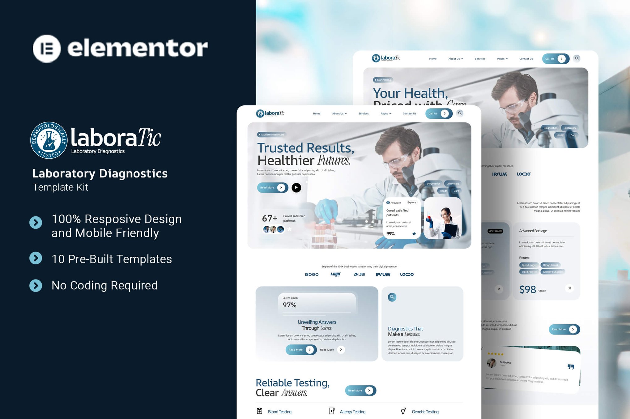 Laboratic - Laboratory Diagnostics Elementor Template Kit template kit cover image