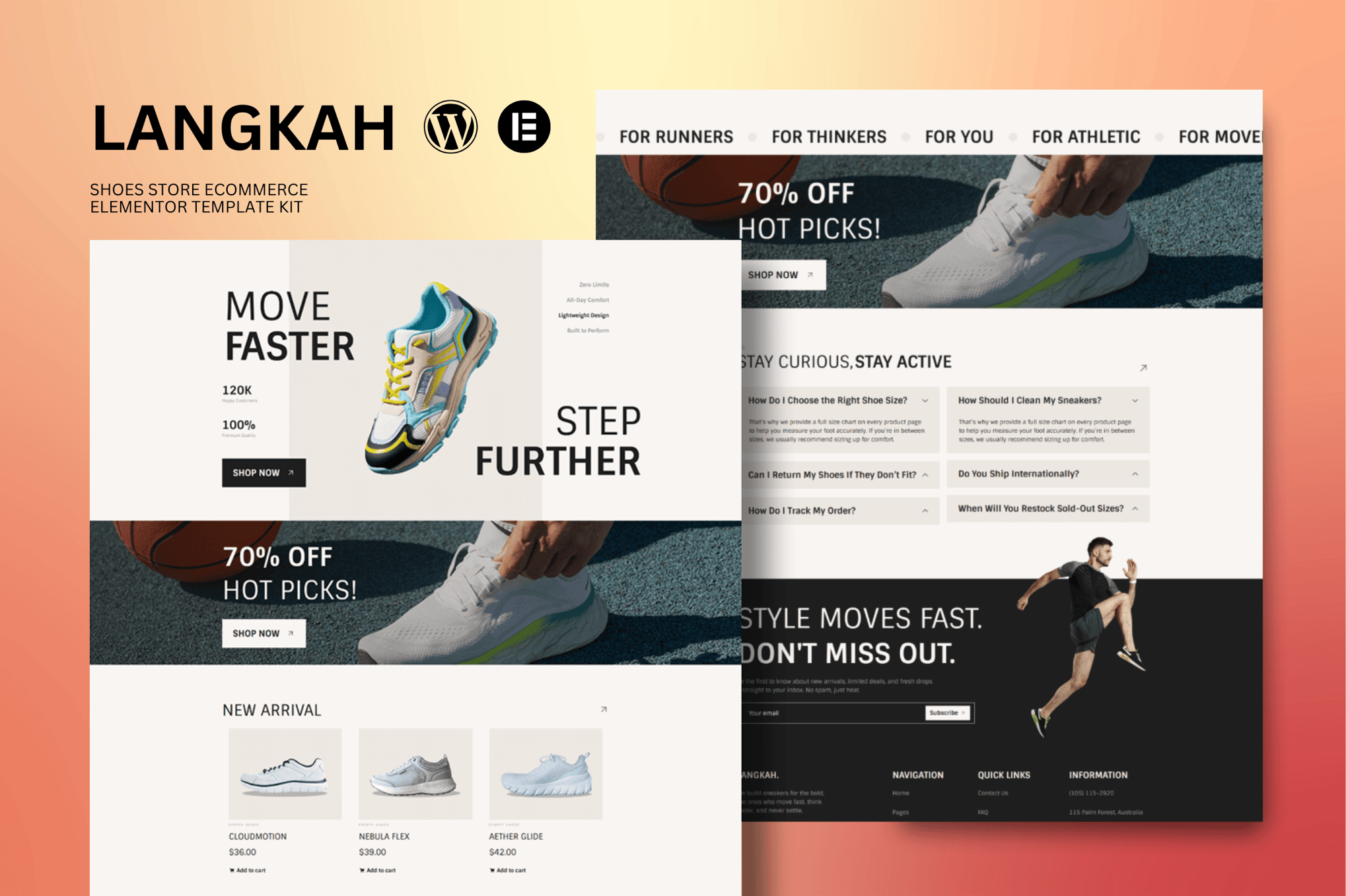 Langkah - Shoes Store eCommerce Elementor Template Kit template kit cover image
