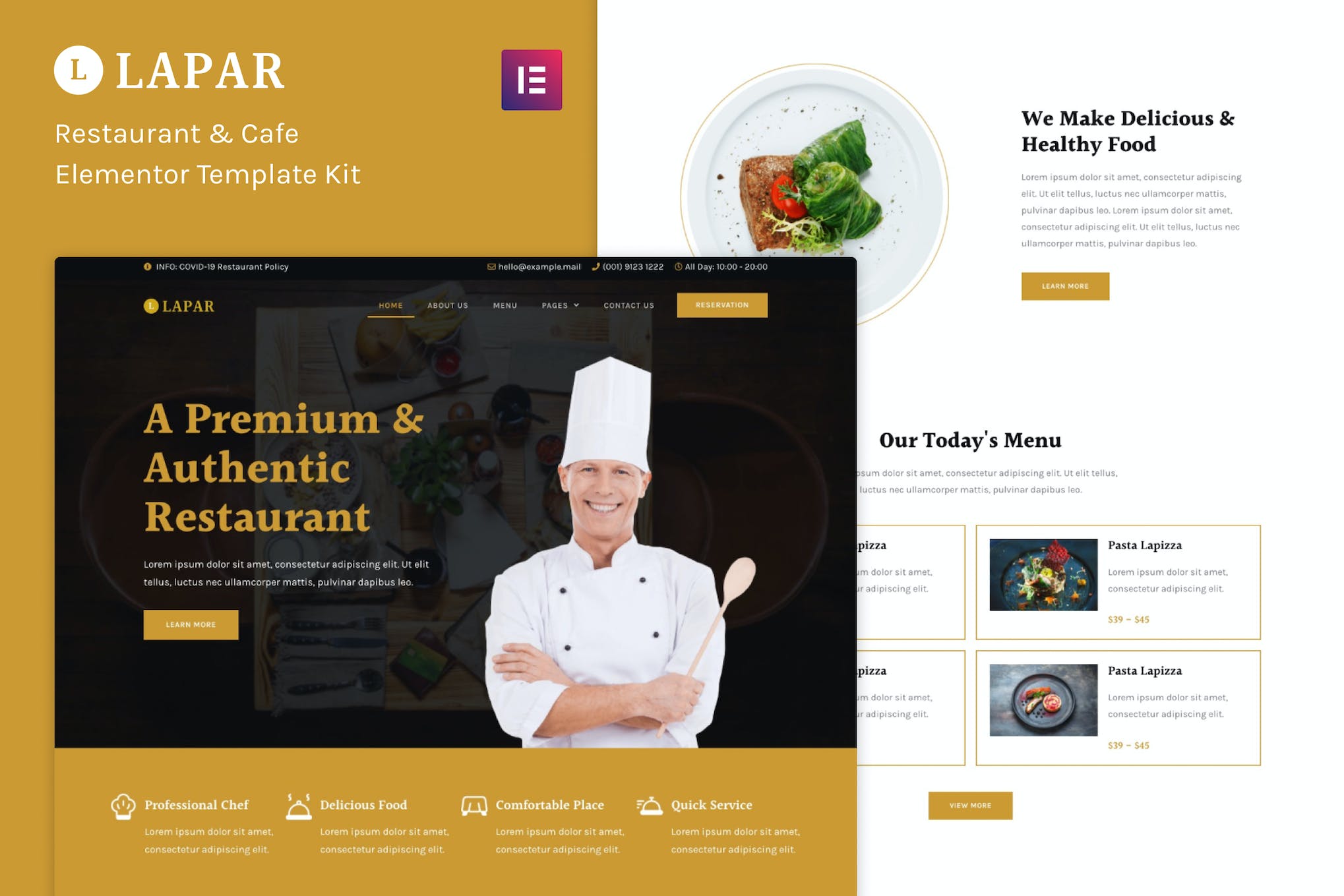 Lapar - Restaurant & Cafe Elementor Template Kit template kit cover image
