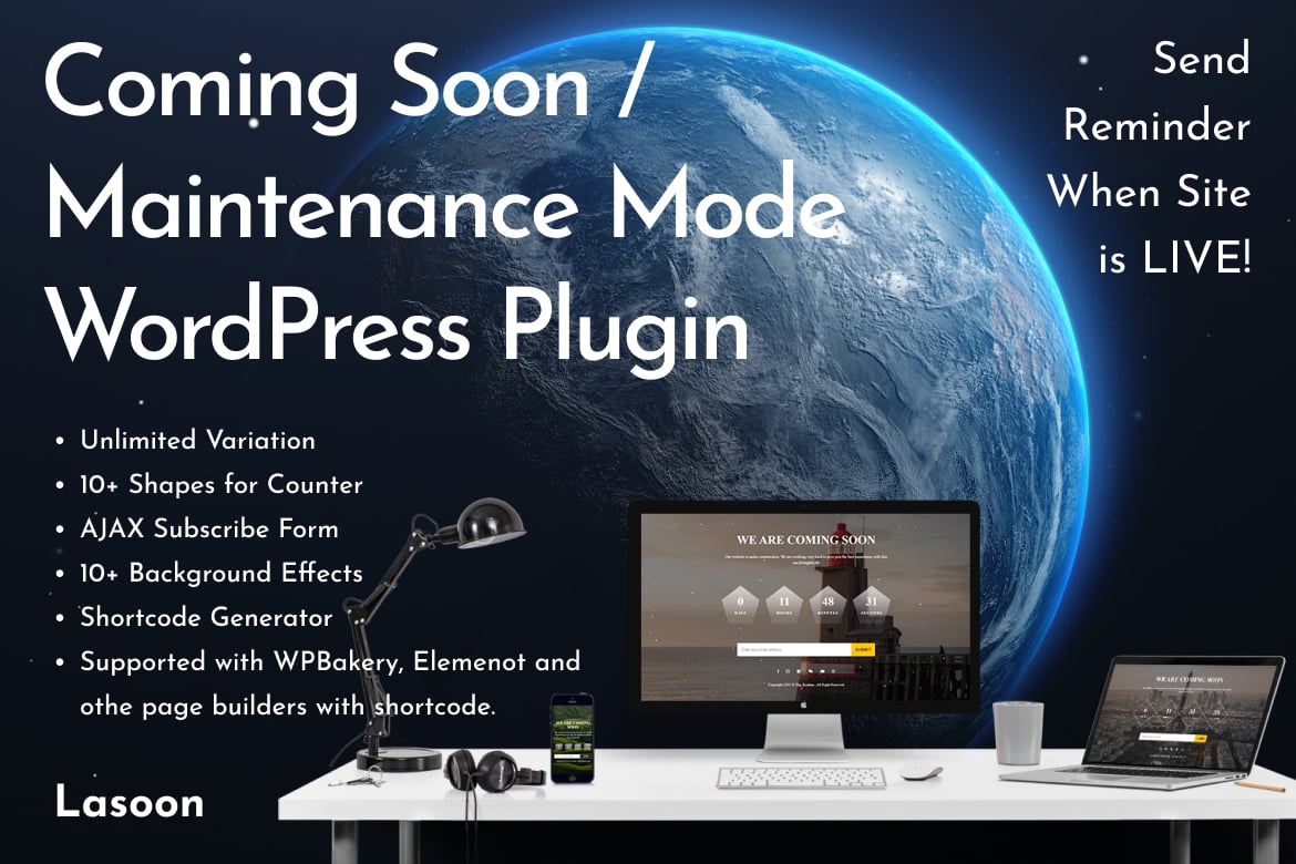 Lasoon - Coming Soon WordPress Plugin plugin cover image