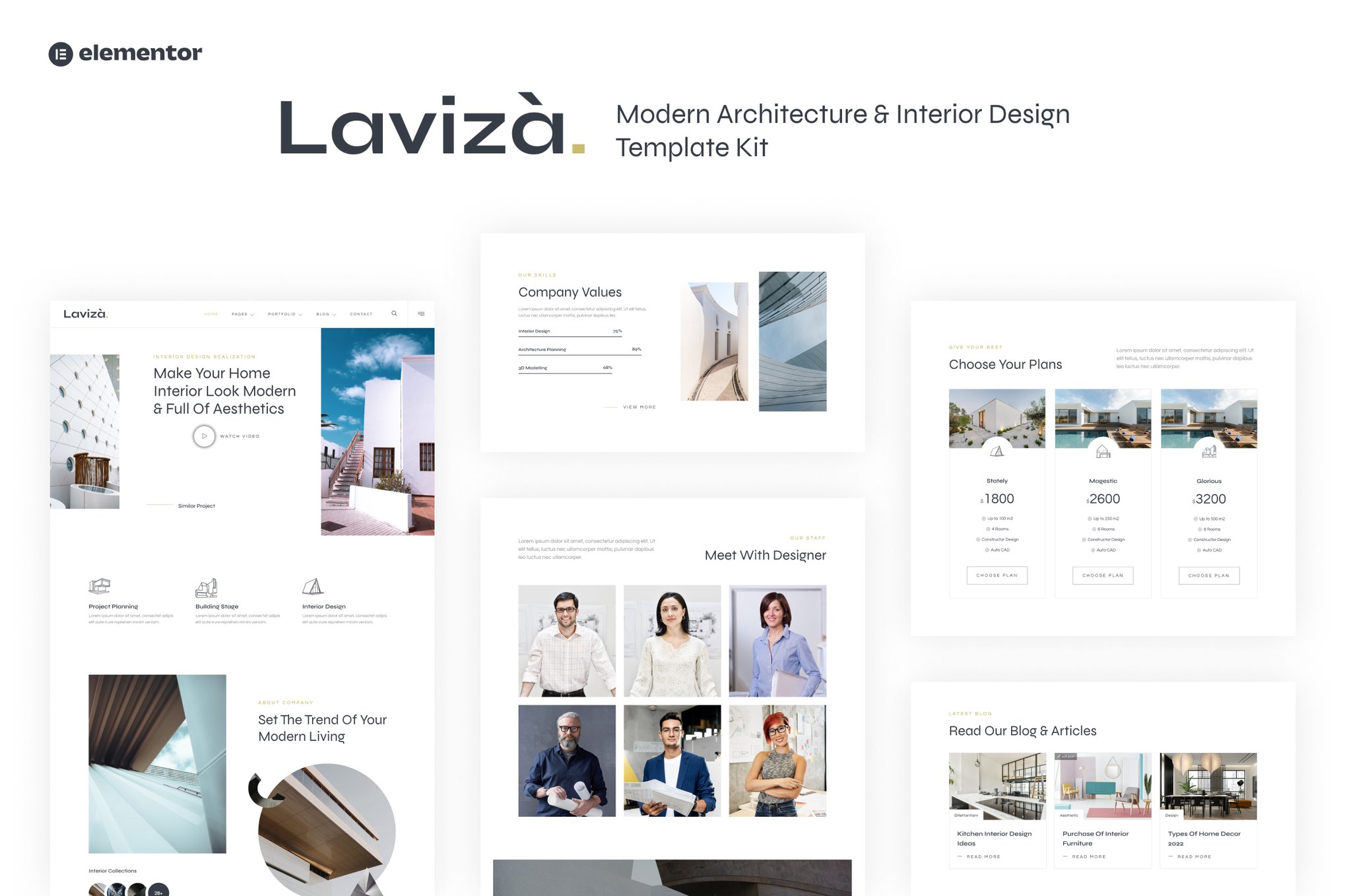 Laviza - Modern Architecture & Interior Design Template Kit template kit cover image