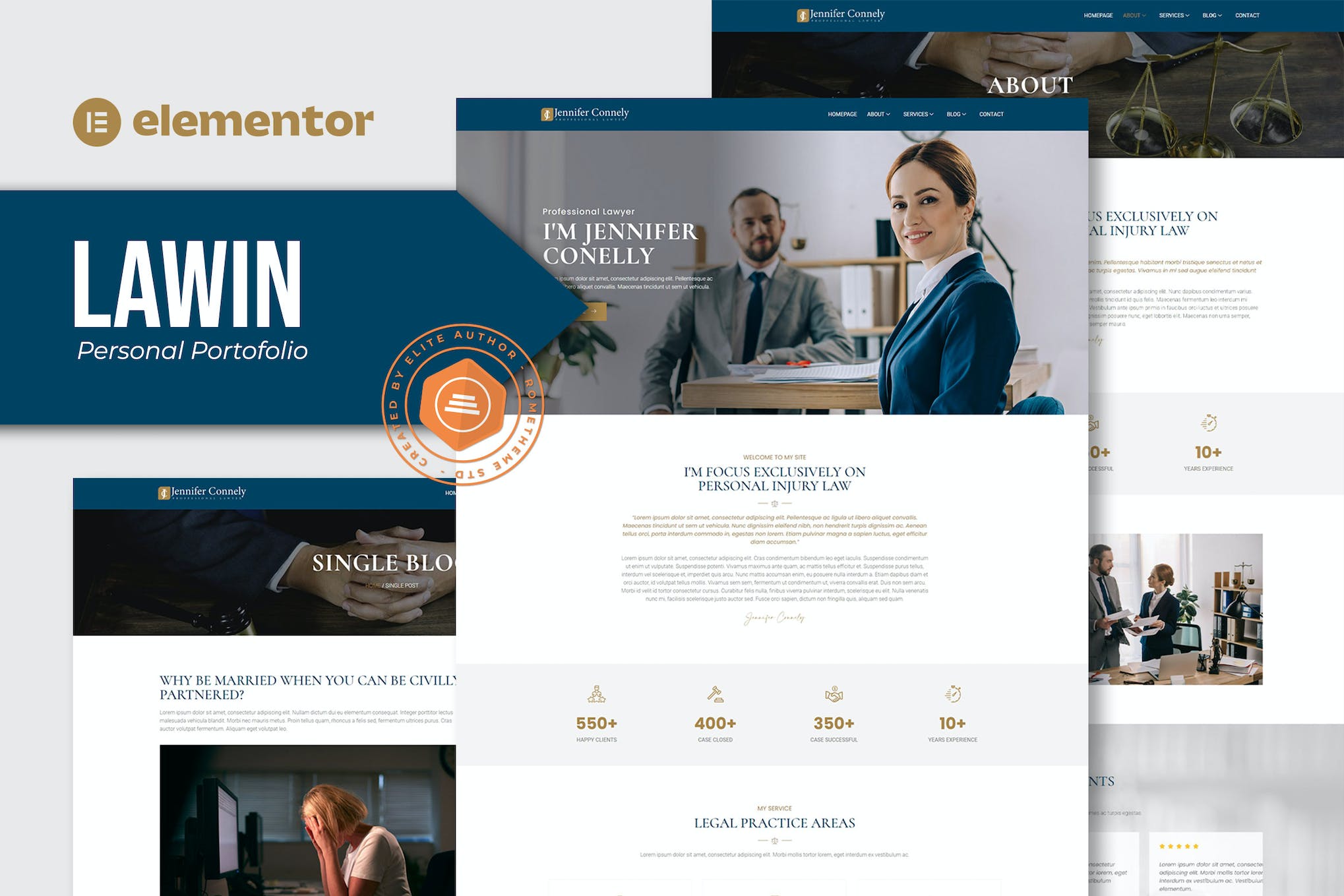 Lawin - Lawyer & Attorney Personal Elementor Template Kits template kit cover image