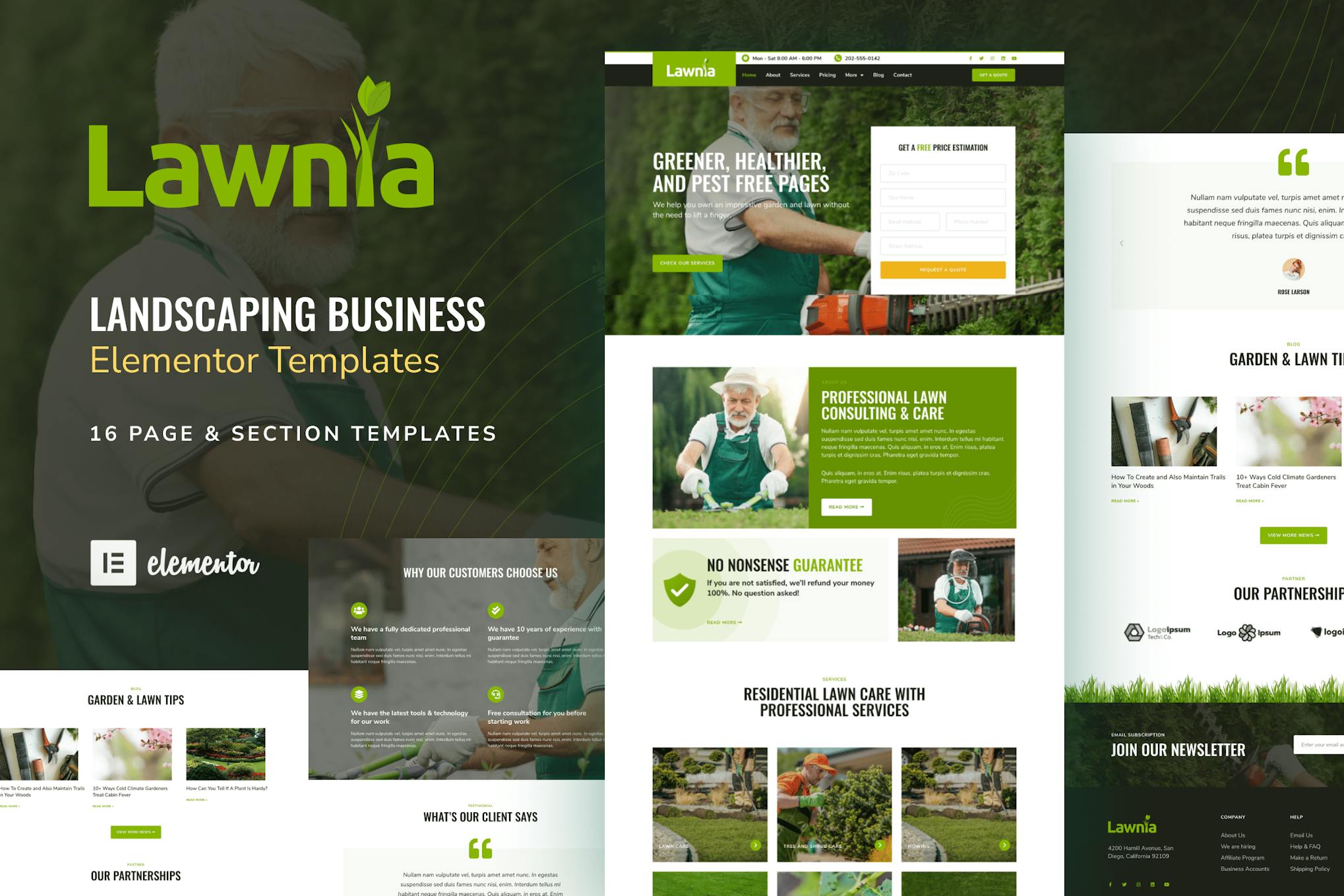 Lawnia - Gardener & Landscaping Business Elementor Template Kit template kit cover image