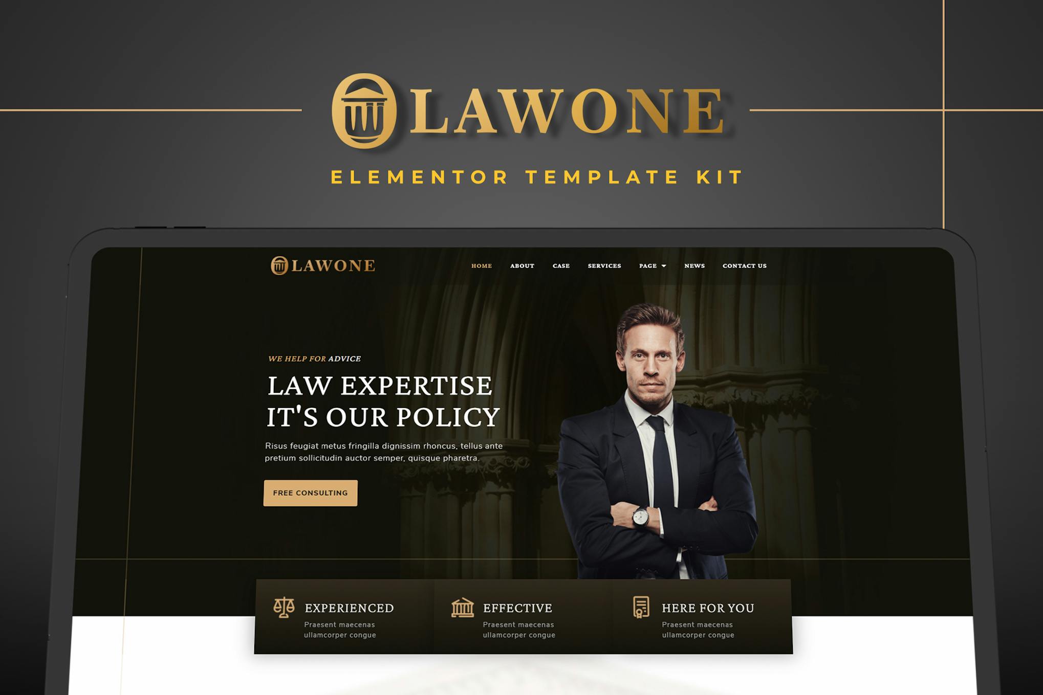 Lawone - Legal & Law Firm Elementor Template Kit template kit cover image