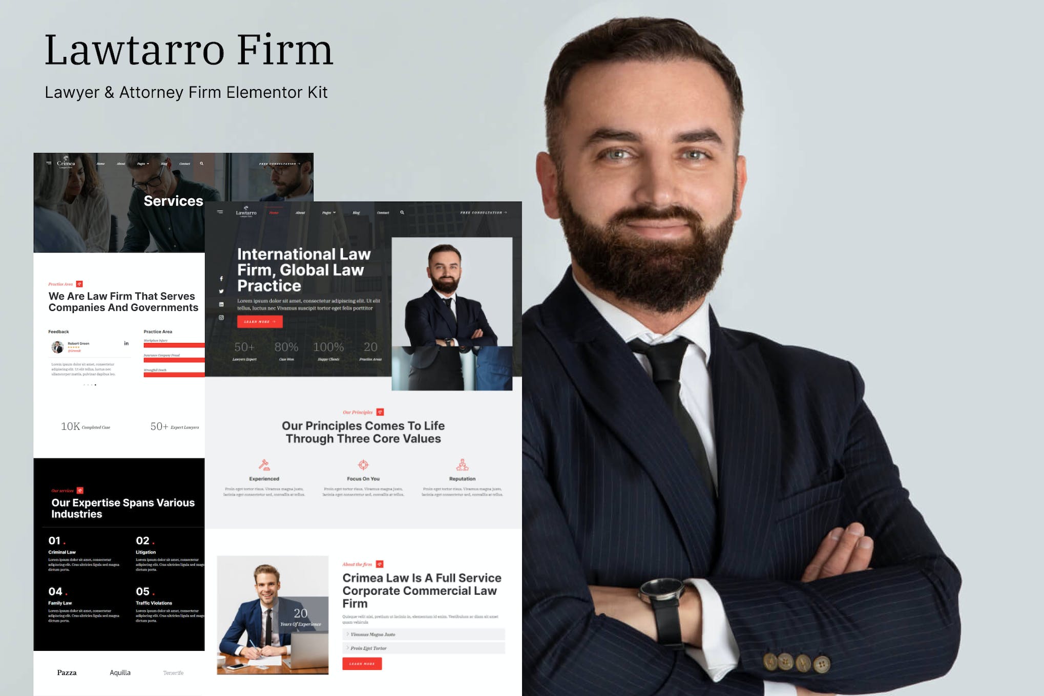 Lawtarro - Attorney & Law Firm Elementor Template Kit template kit cover image