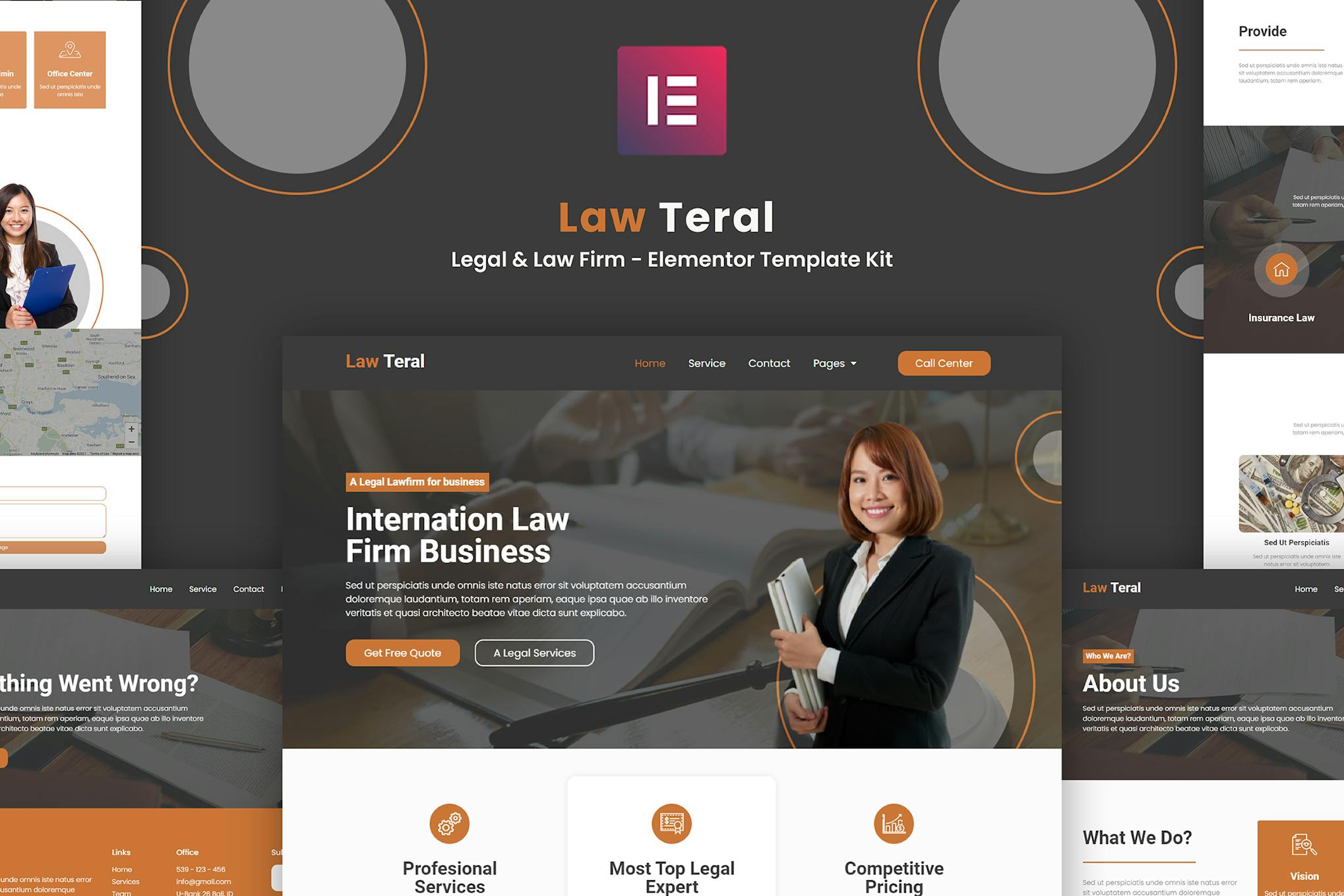 LawTeral - Legal & Law Firm Elementor Template Kit template kit cover image