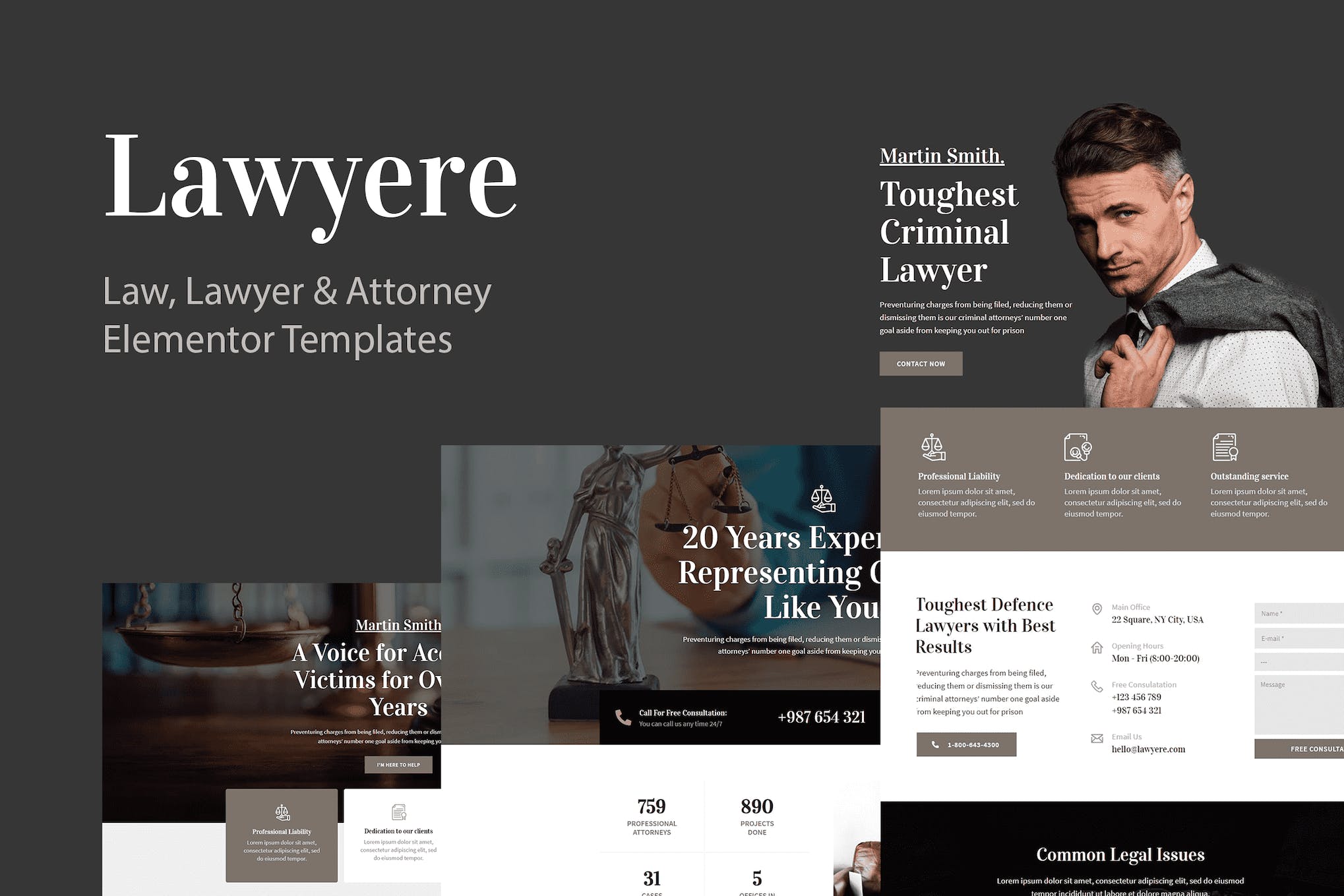 Lawyere - Legal & Attorney Elementor Template Kit template kit cover image