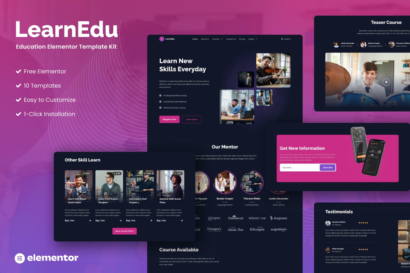 LearnEdu - Education & Online Learning Elementor Template Kit template kit cover image