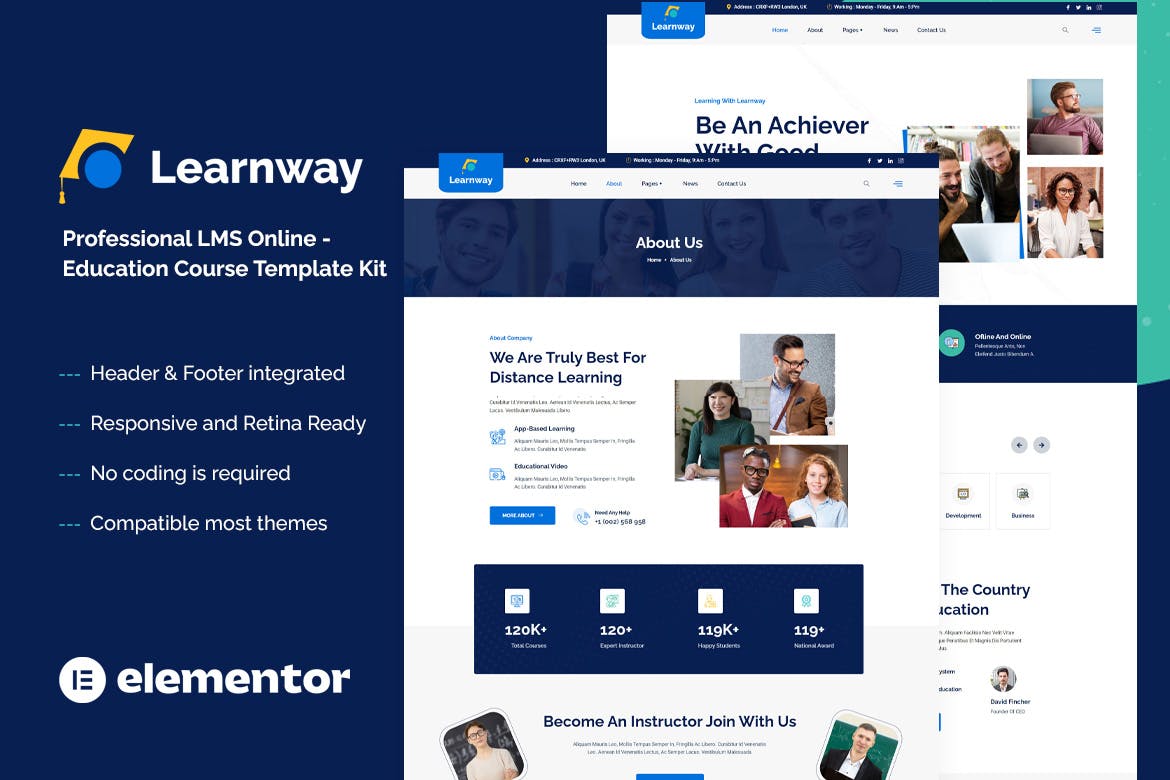 Learnway - Professional Online Education Courses Elementor Template Kit template kit cover image