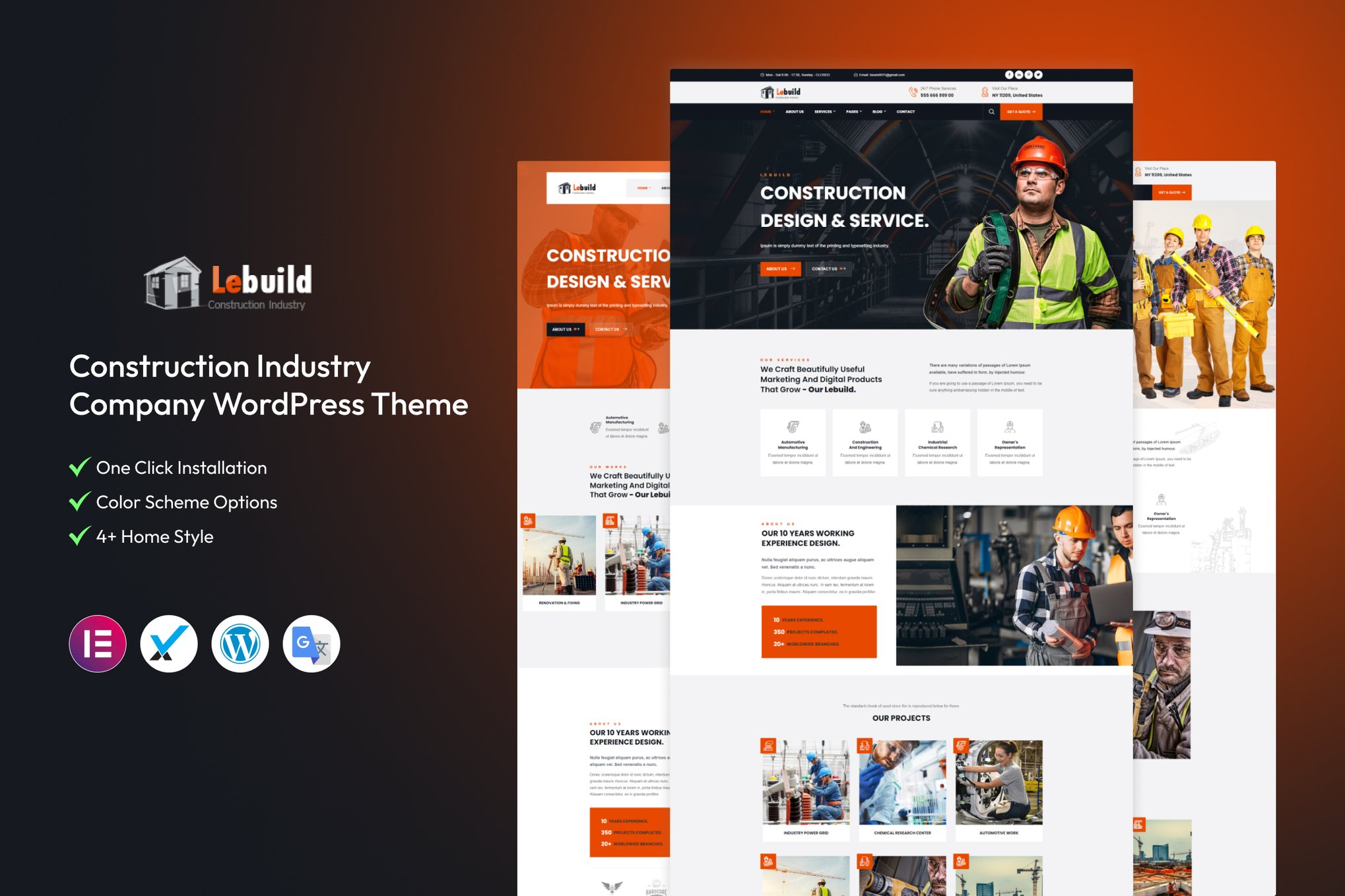 Lebuild - Construction Company WordPress Theme theme cover image