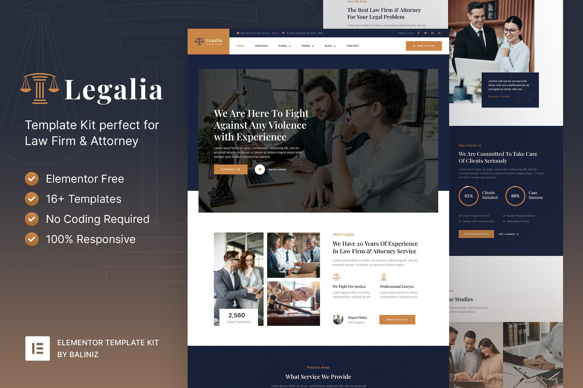 Legalia - Lawyer & Attorney Elementor Template Kit template kit cover image