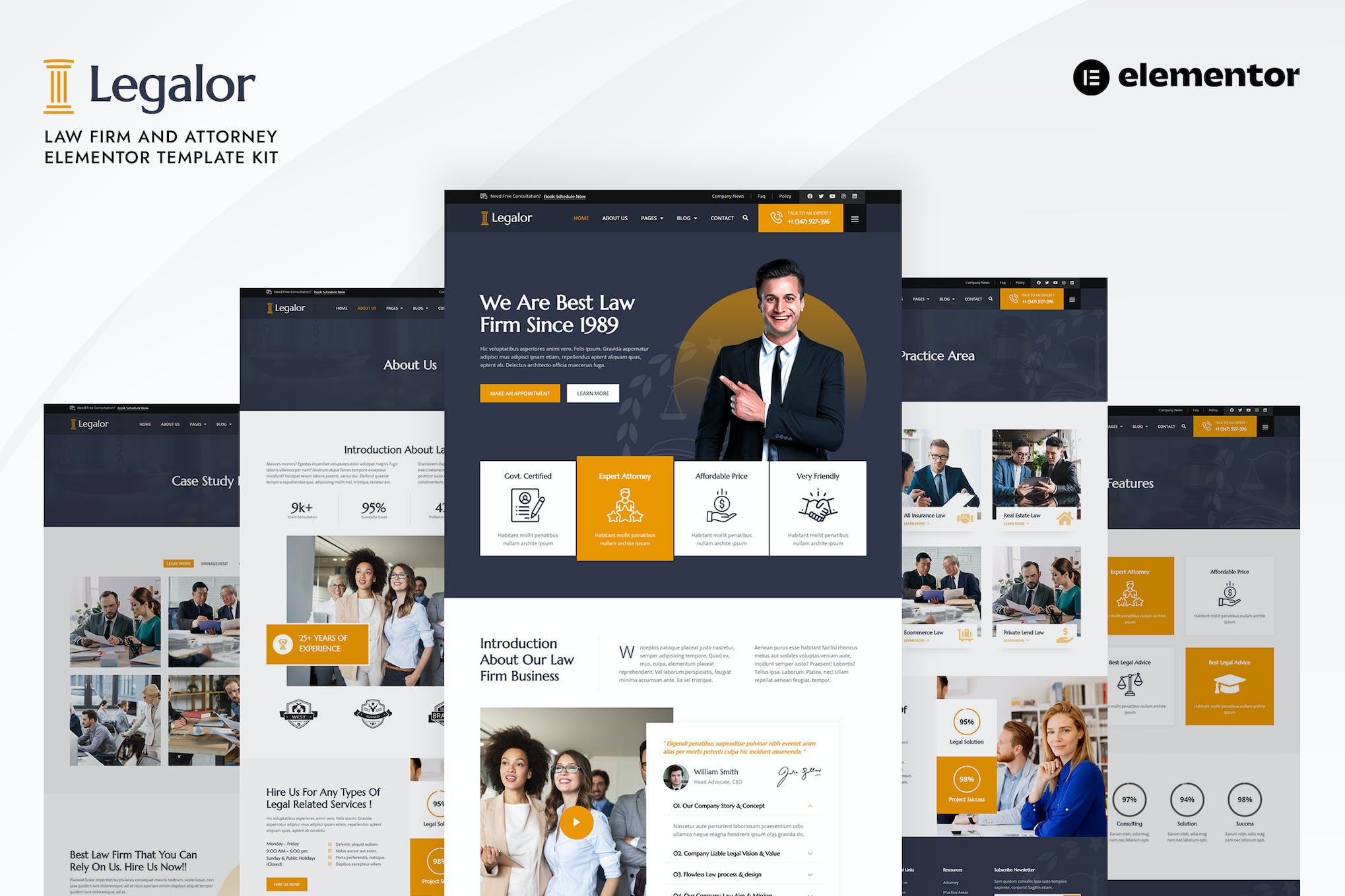 Legalor - Law Firm & Attorney Elementor Template Kit template kit cover image