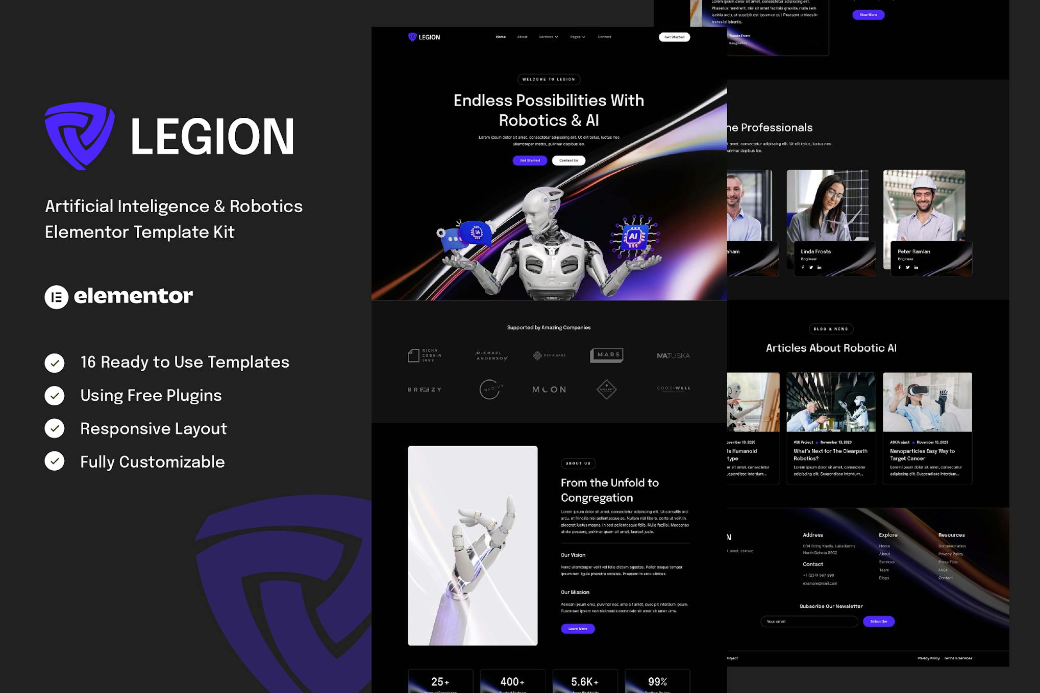 Legion - Artificial Intelligence & Robotics Elementor Template Kit template kit cover image