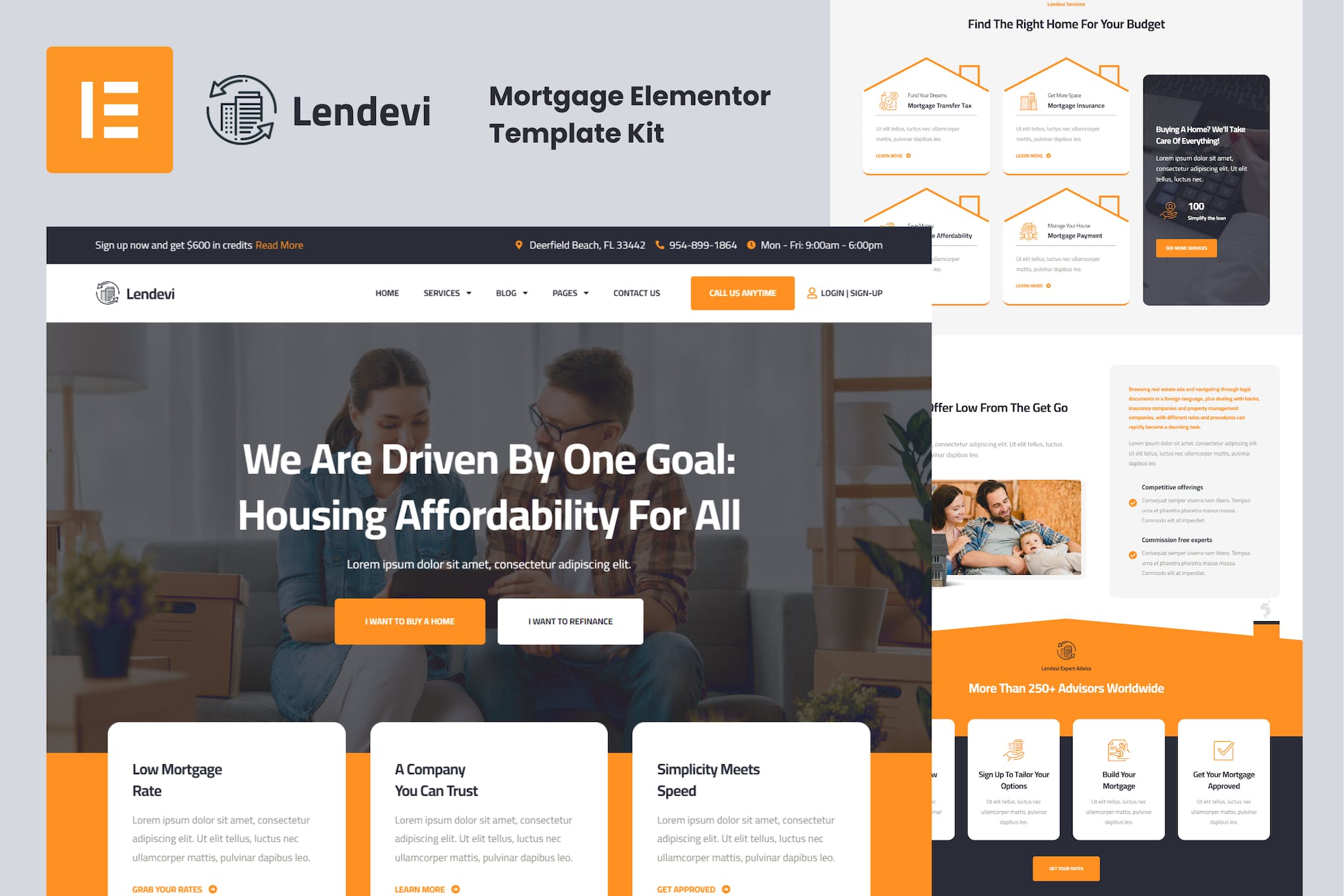 Lendevi - Mortgage Elementor Template Kit template kit cover image