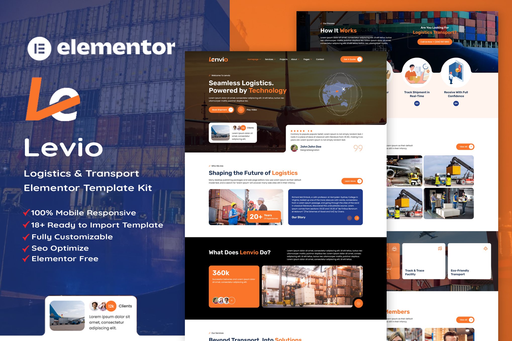 Lenvio - Logistics & Transport Service Elementor Template Kit template kit cover image