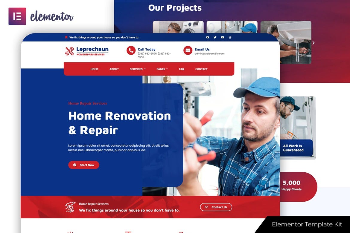 Leprechaun - Home Repair Elementor Template Kit template kit cover image